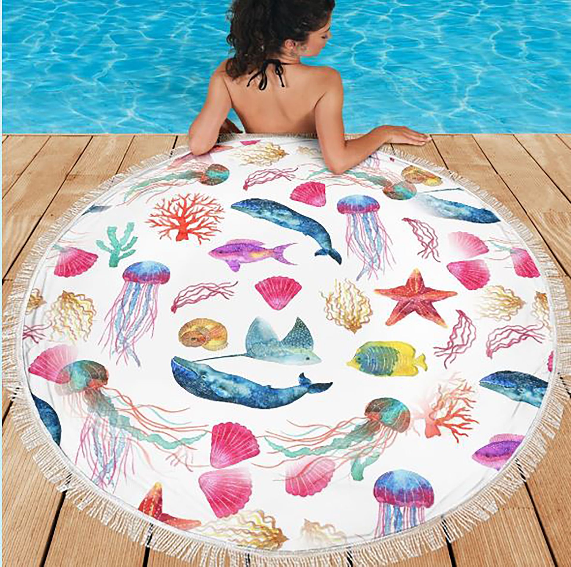 Summer Beach Towel Vacation Pool Beach Blanket Marine Aquatic Life Ocean Sea Treasure