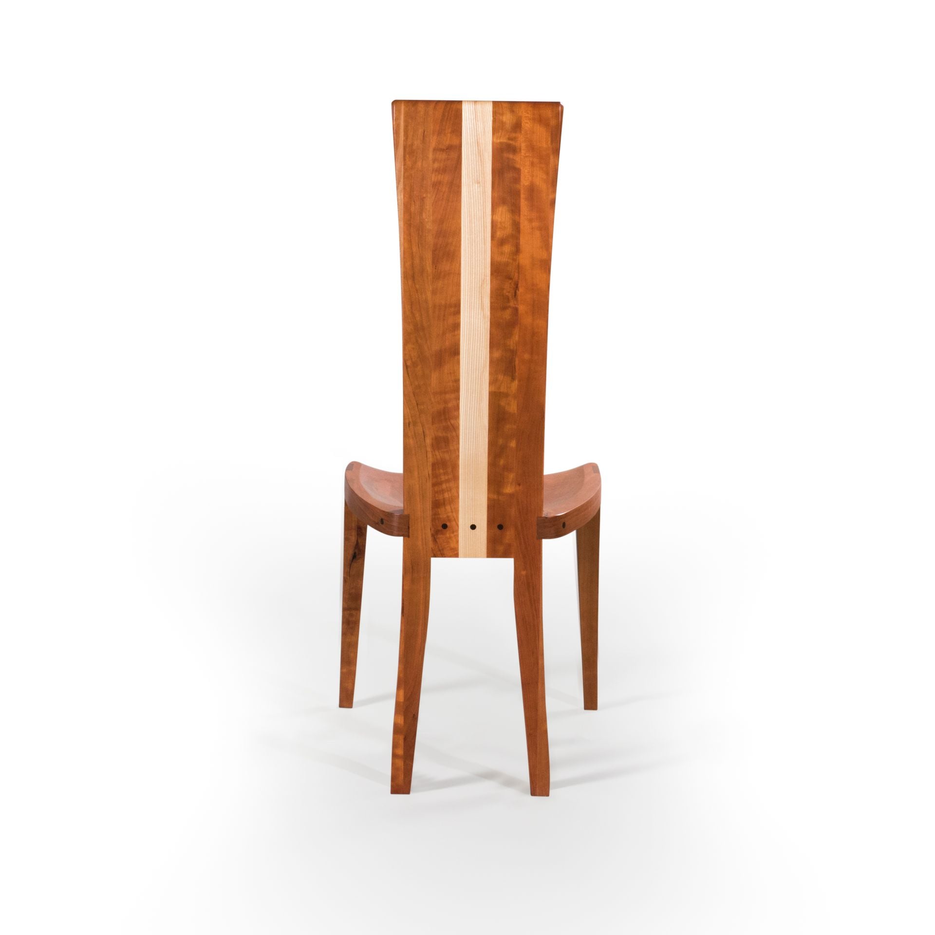Handmade Dining Chair In Solid Walnut And Curly Maple Wood - Gazelle High Back 3 