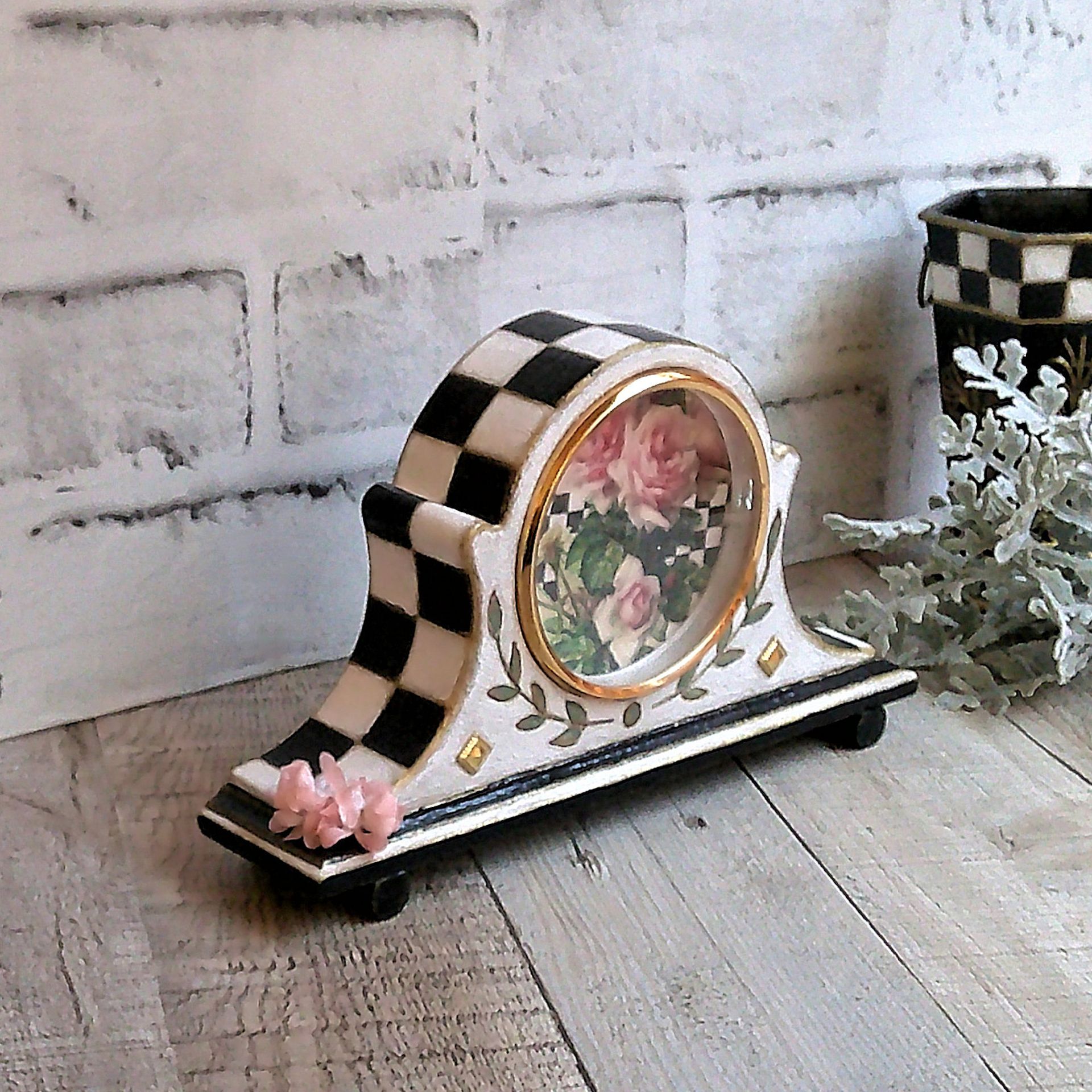 Whimsical Checks Music Box Hand Painted Checkered Decor 6 