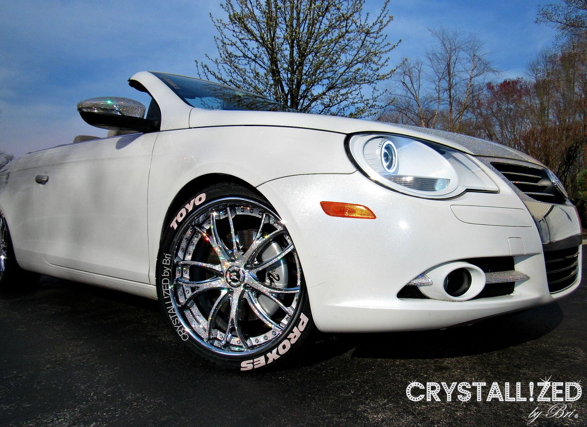 Custom Crystallized Wheels Set Of 4 Rims Car Bling Genuine European Crystals Bedazzled 5 