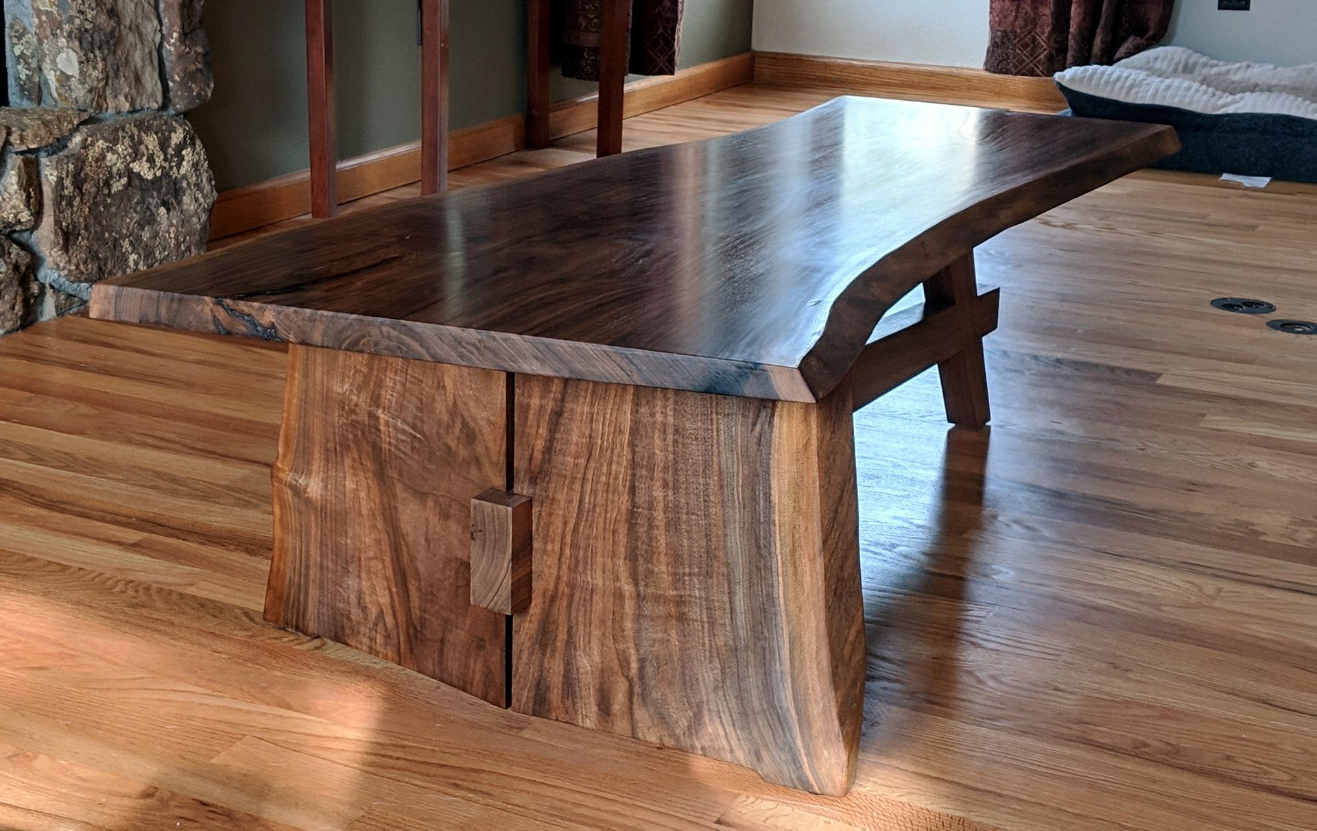 Mid Modern Walnut Slab Coffee Table 1 