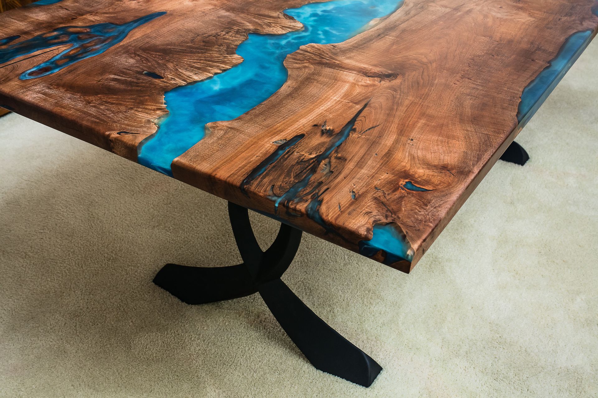 Maple Burl Oceanic Resin River Dining Table 48x96 3