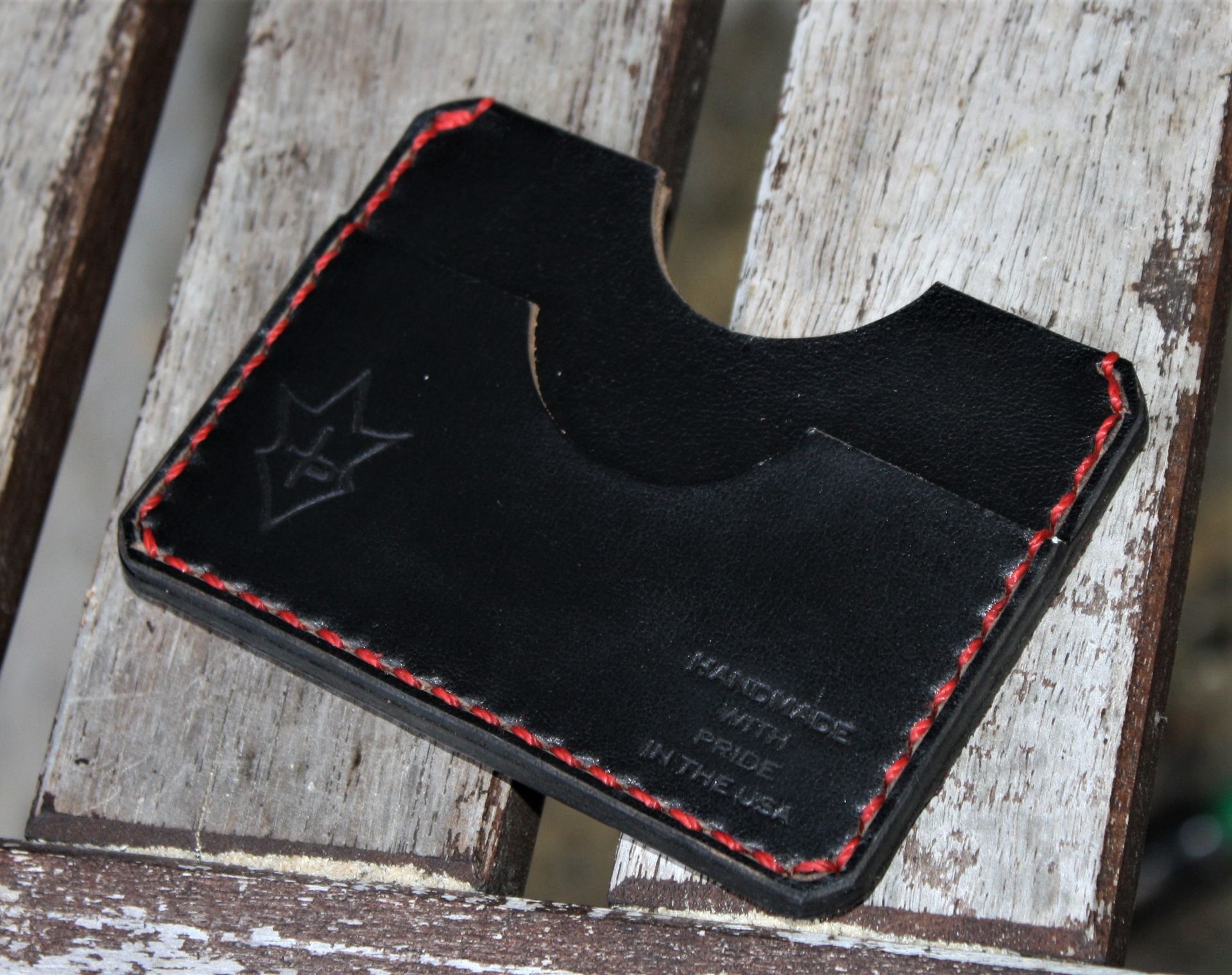 Handmade Leather Parvus Wallet Black Chromexcel Red W/ Money Band 4
