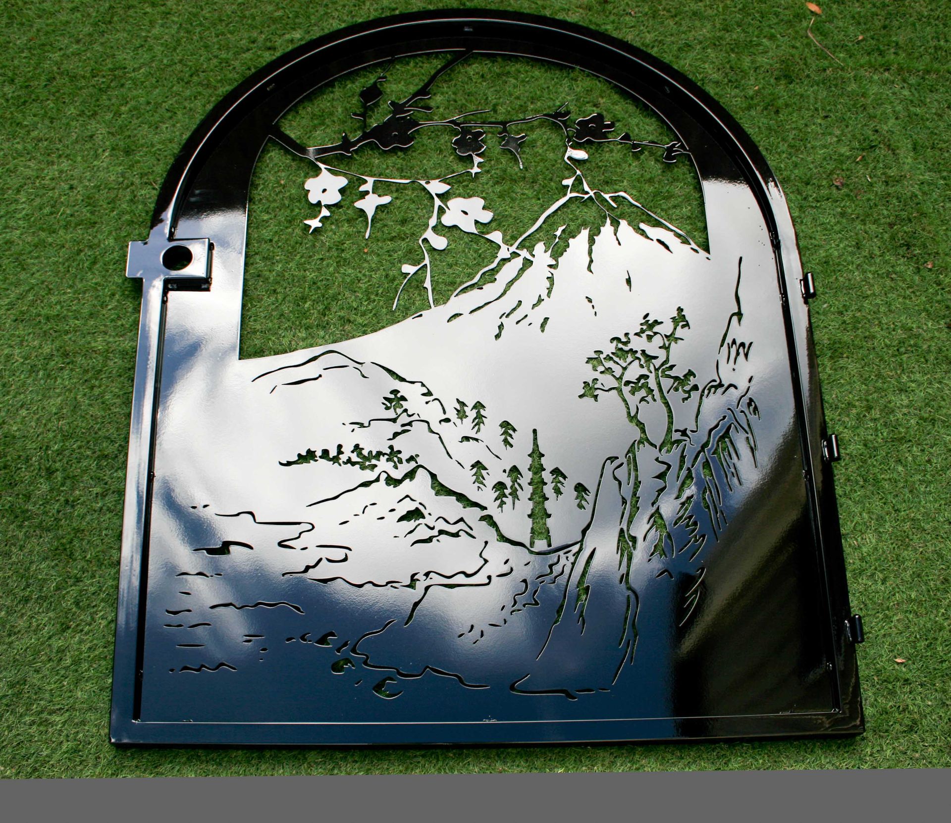 Decorative Steel Gate - Japanese Water Garden - Japanese Watercolor Gate - Custom Garden Gate