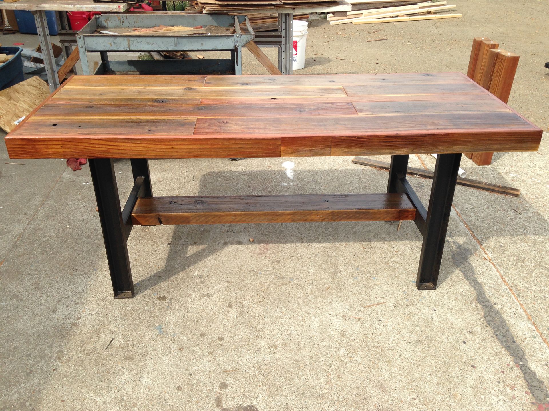 Reclaimed Wood Table With  Industrial Metal Legs
