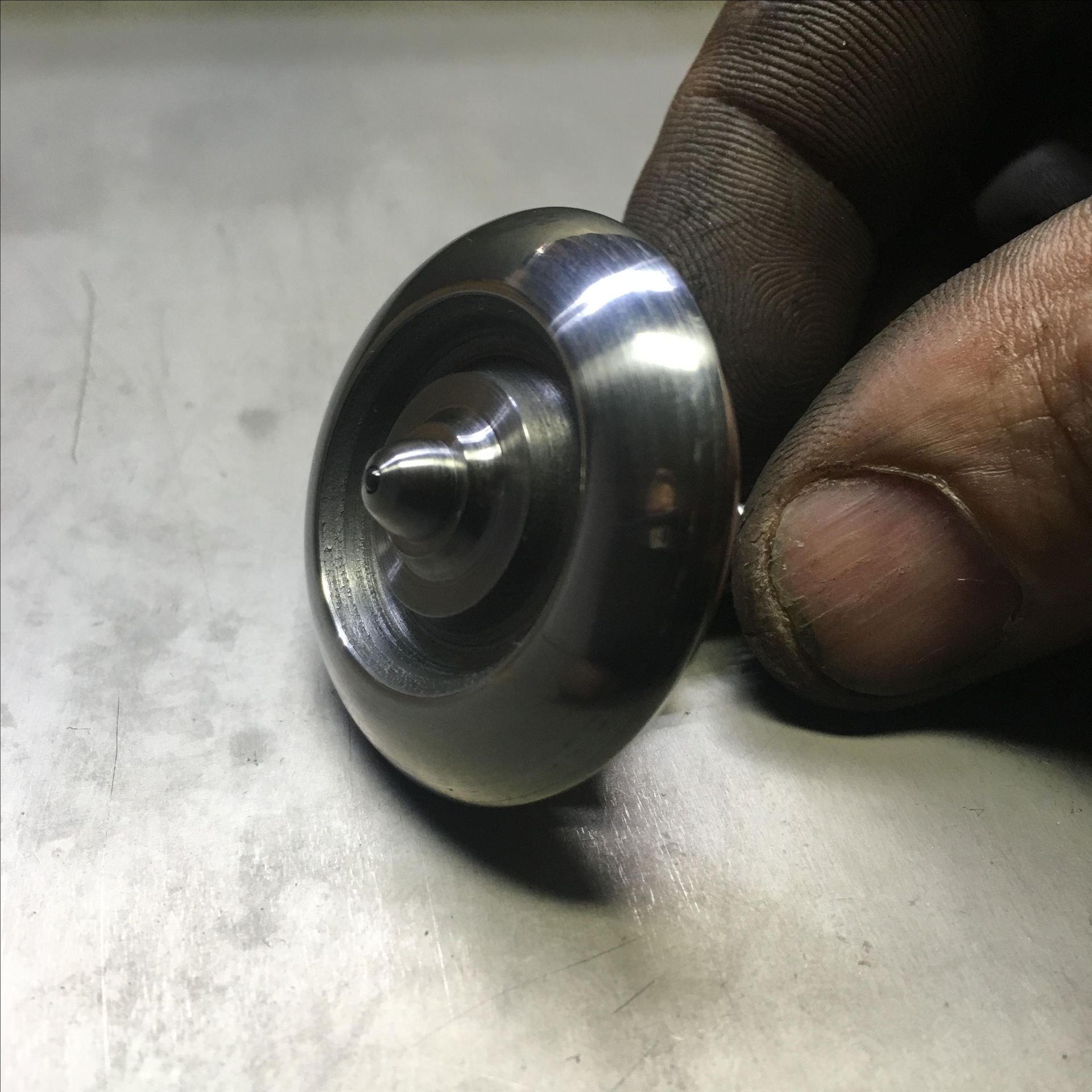1.5" Diameter Iron And Titanium Spinning Top, Saucer Body 6 