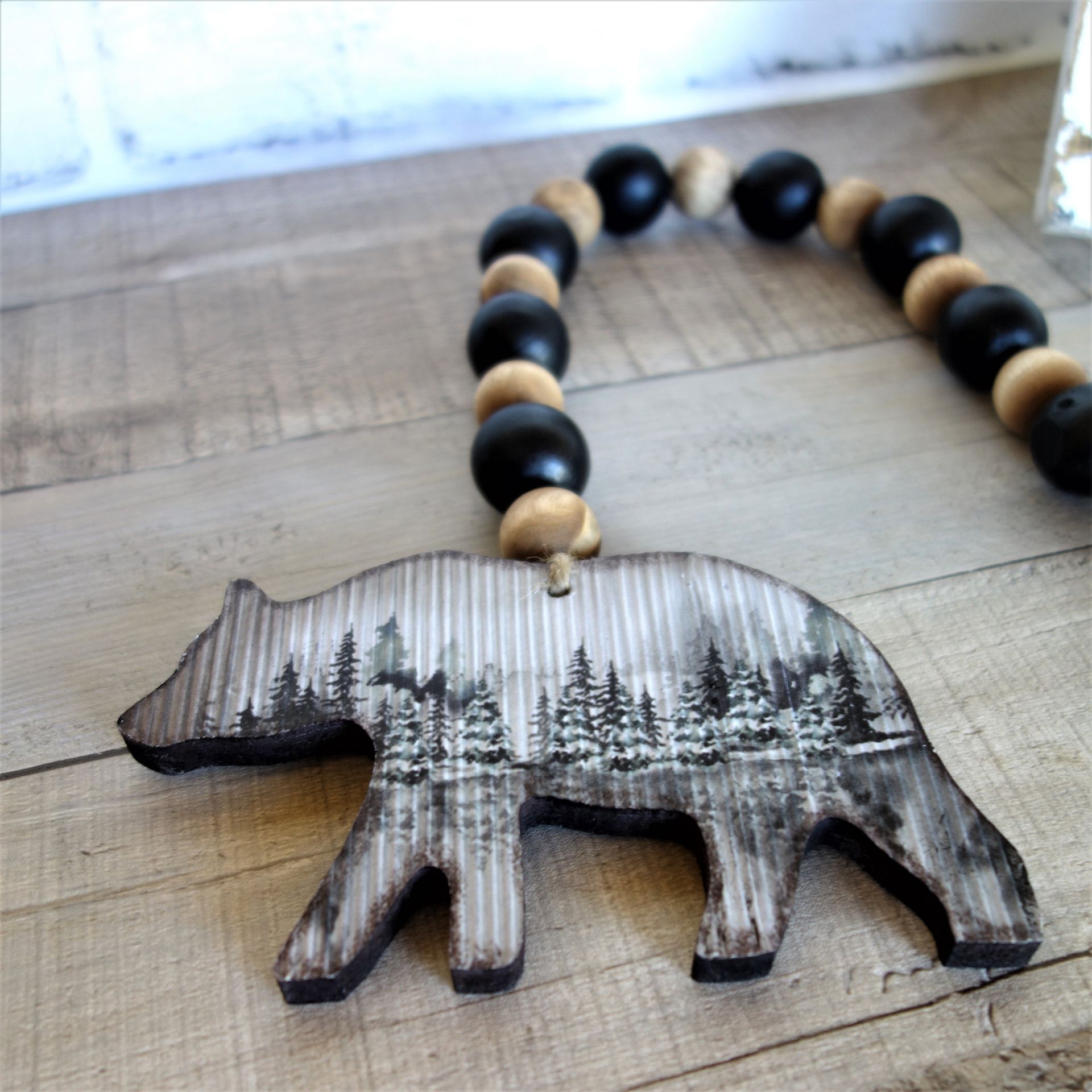Black Bear Decor Bead Garland Cabin Decor Woodland Decor Lakehouse Decor 3 