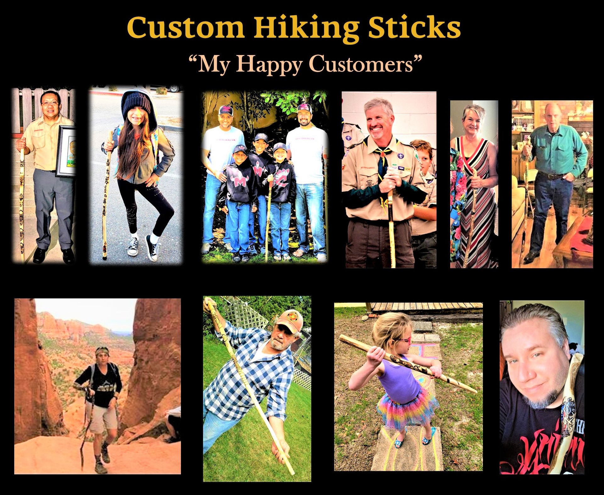 Five Year, Wood Anniversary Gift, Hiking Stick, Personalized, Custom, Any Images 5