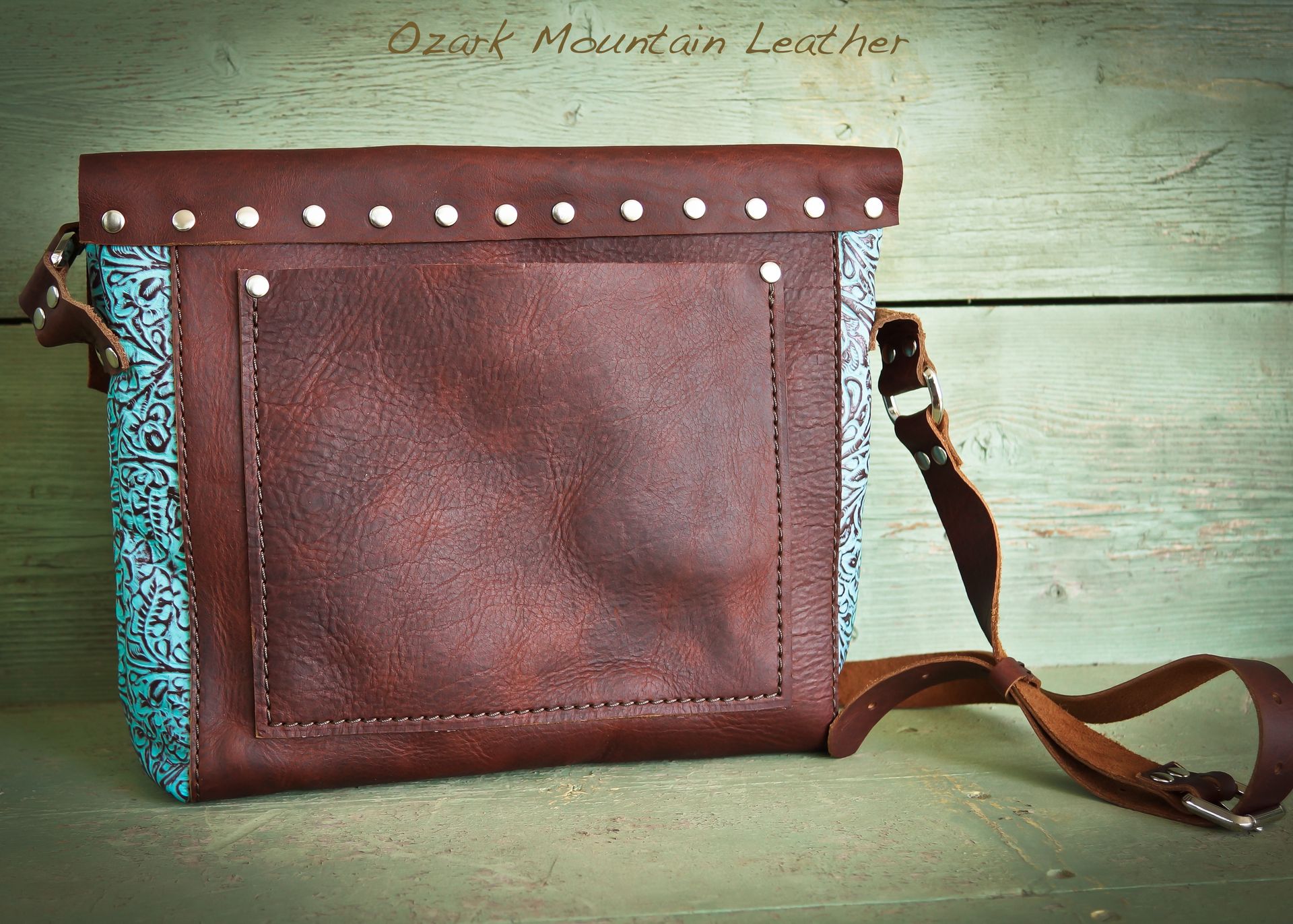 Bison Leather And Turquoise Skeleton Key Bag Or Purse. 3