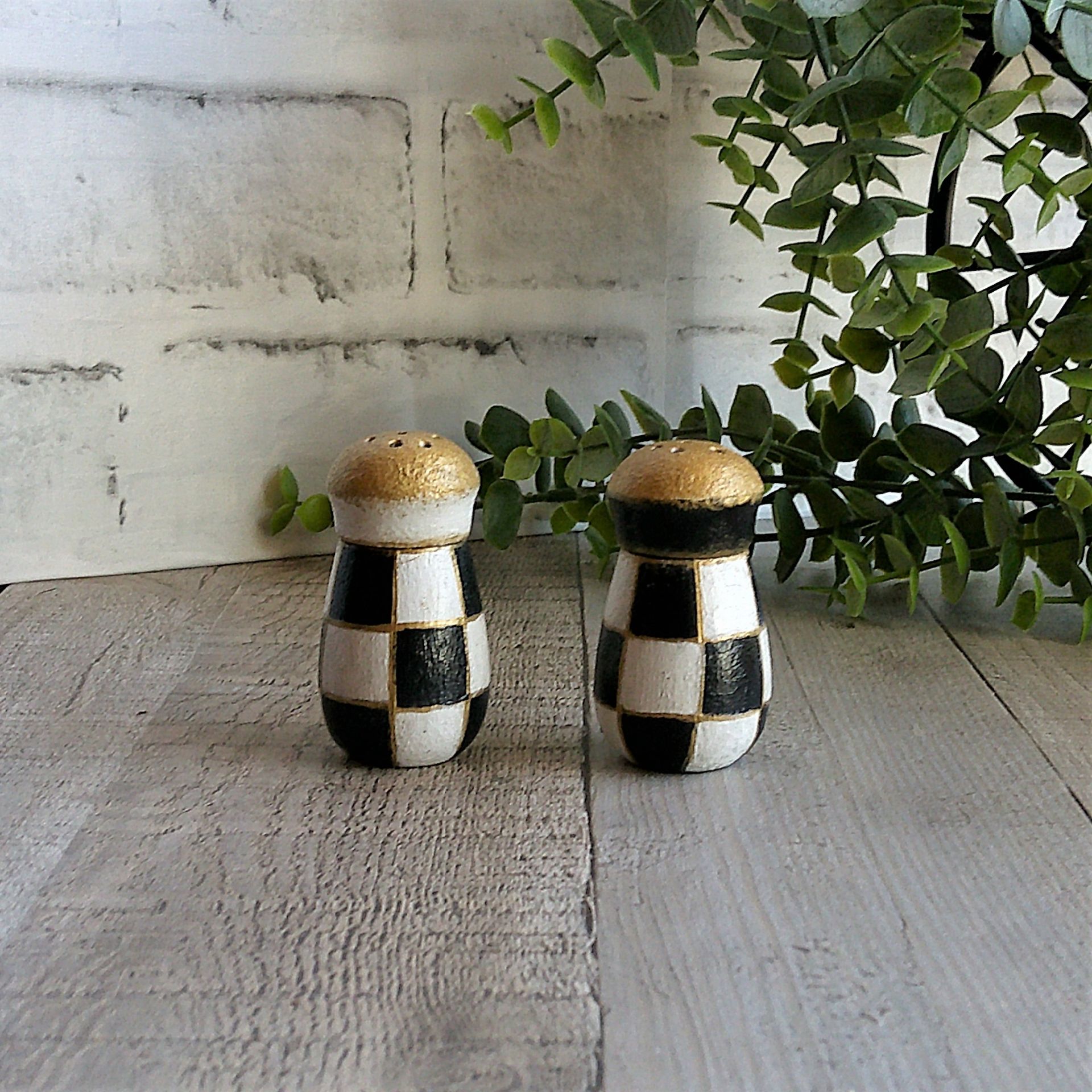 Whimsical Checks Mini Salt And Pepper Shakers Buffalo Check Decor 3 