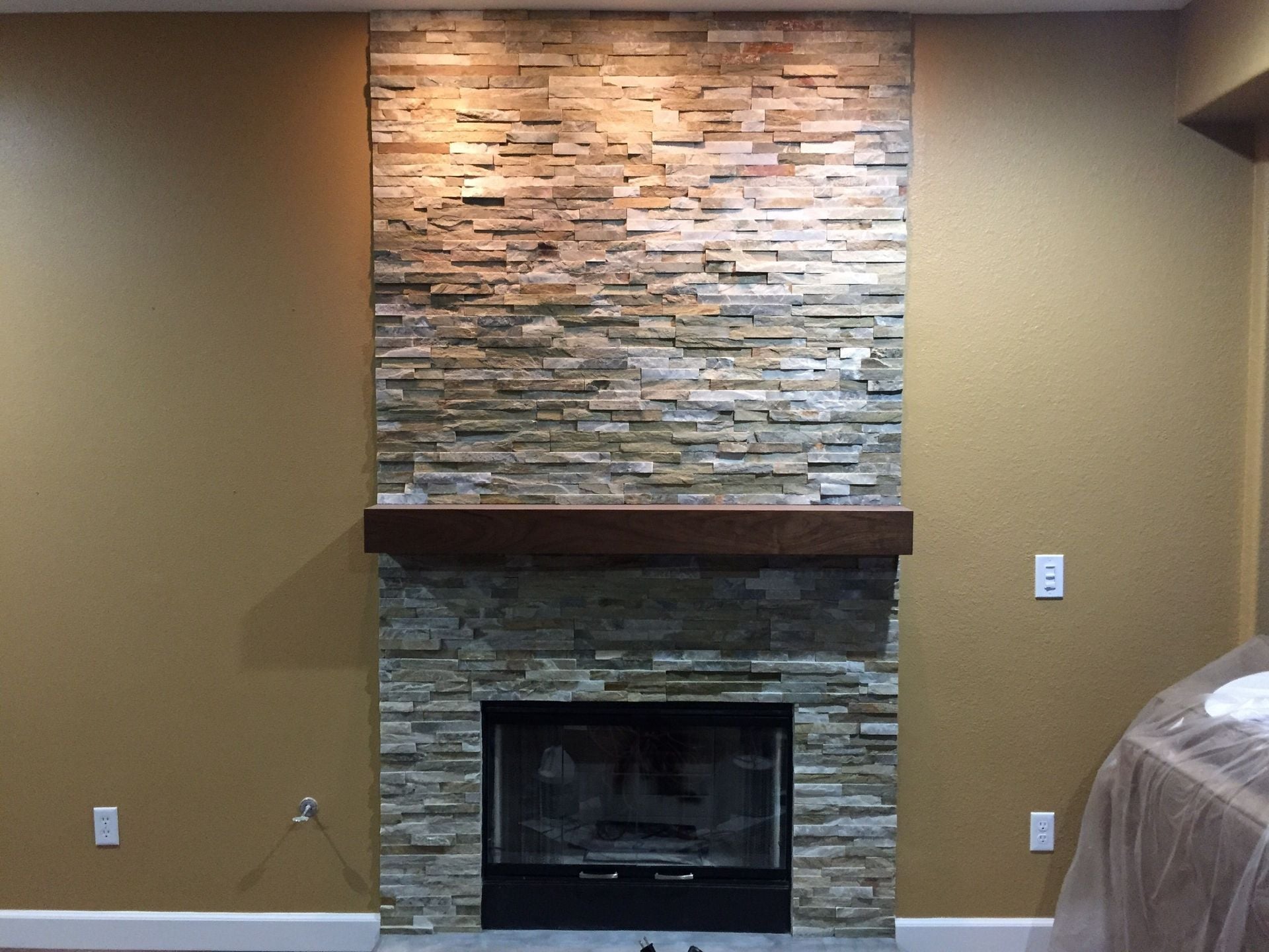 Walnut Modern Fireplace Mantel. Walnut Mantle. 6 