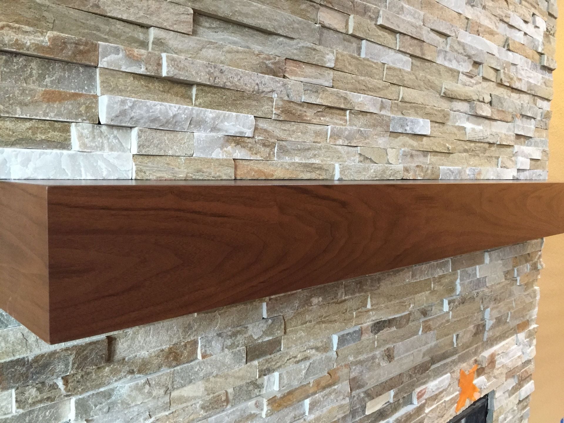 Walnut Modern Fireplace Mantel. Walnut Mantle. 2 