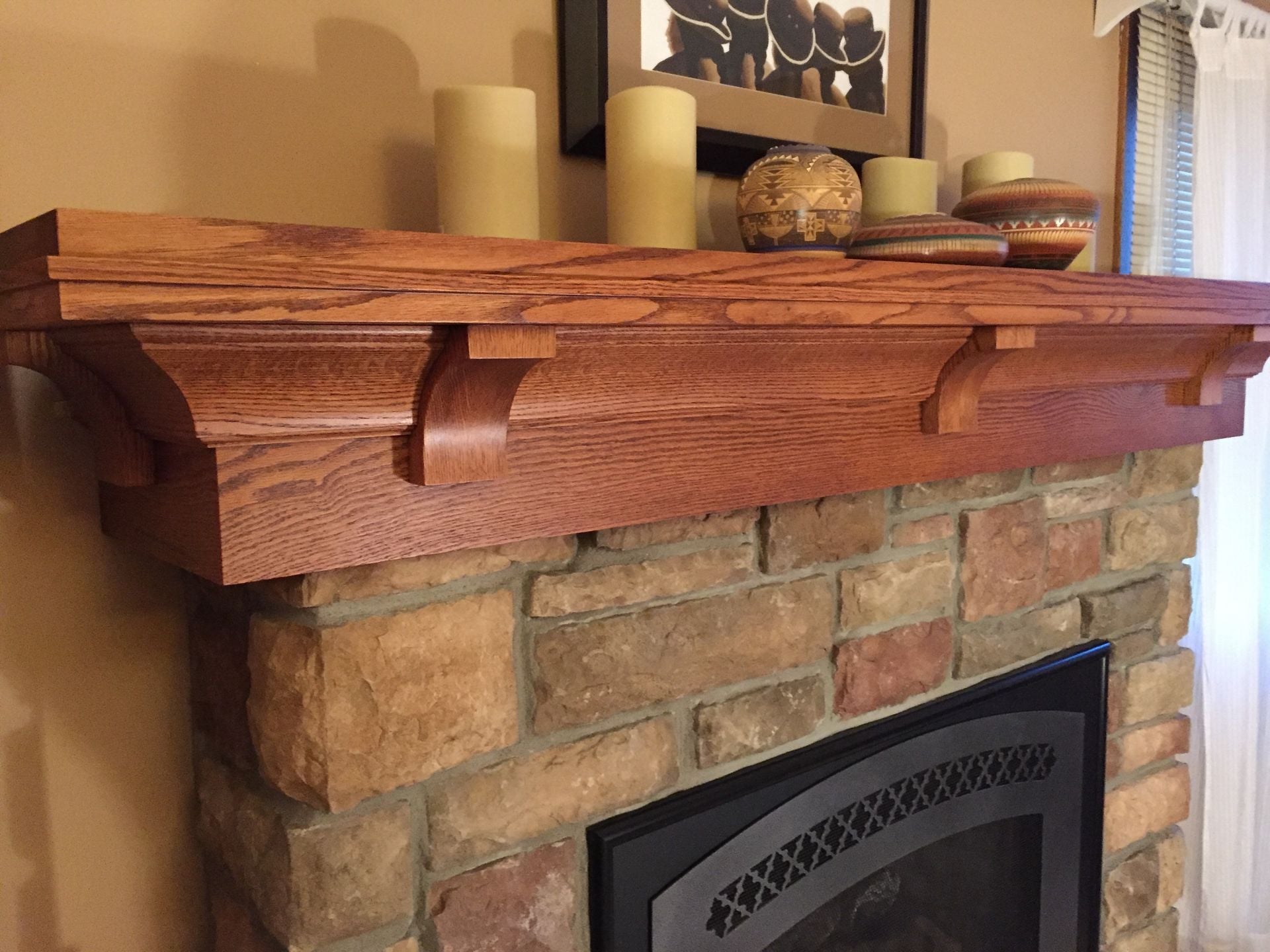 Custom Quarter-Sawn Red Oak Mantel- Craftsman Style 3 
