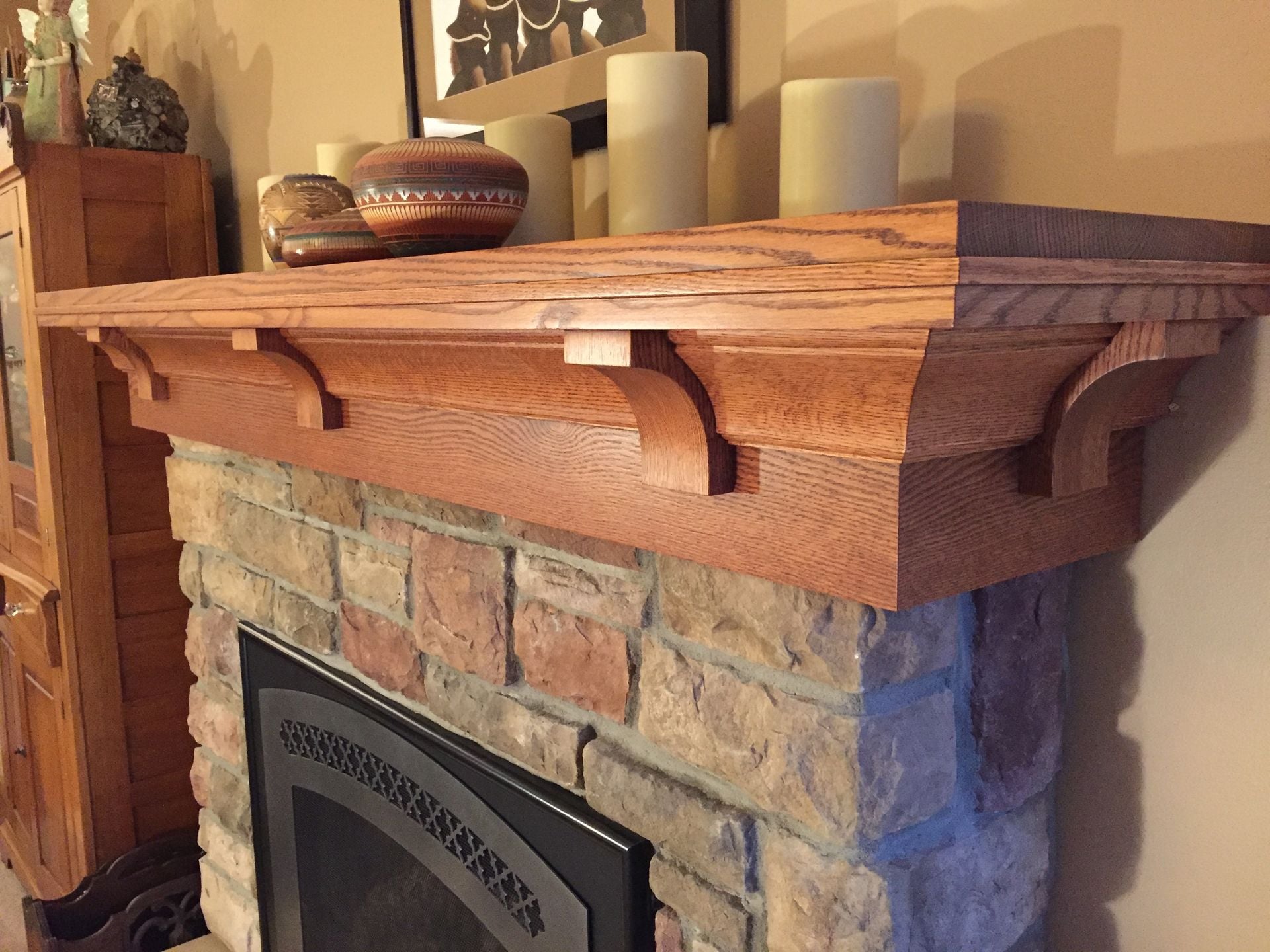 Custom Quarter-Sawn Red Oak Mantel- Craftsman Style 4 