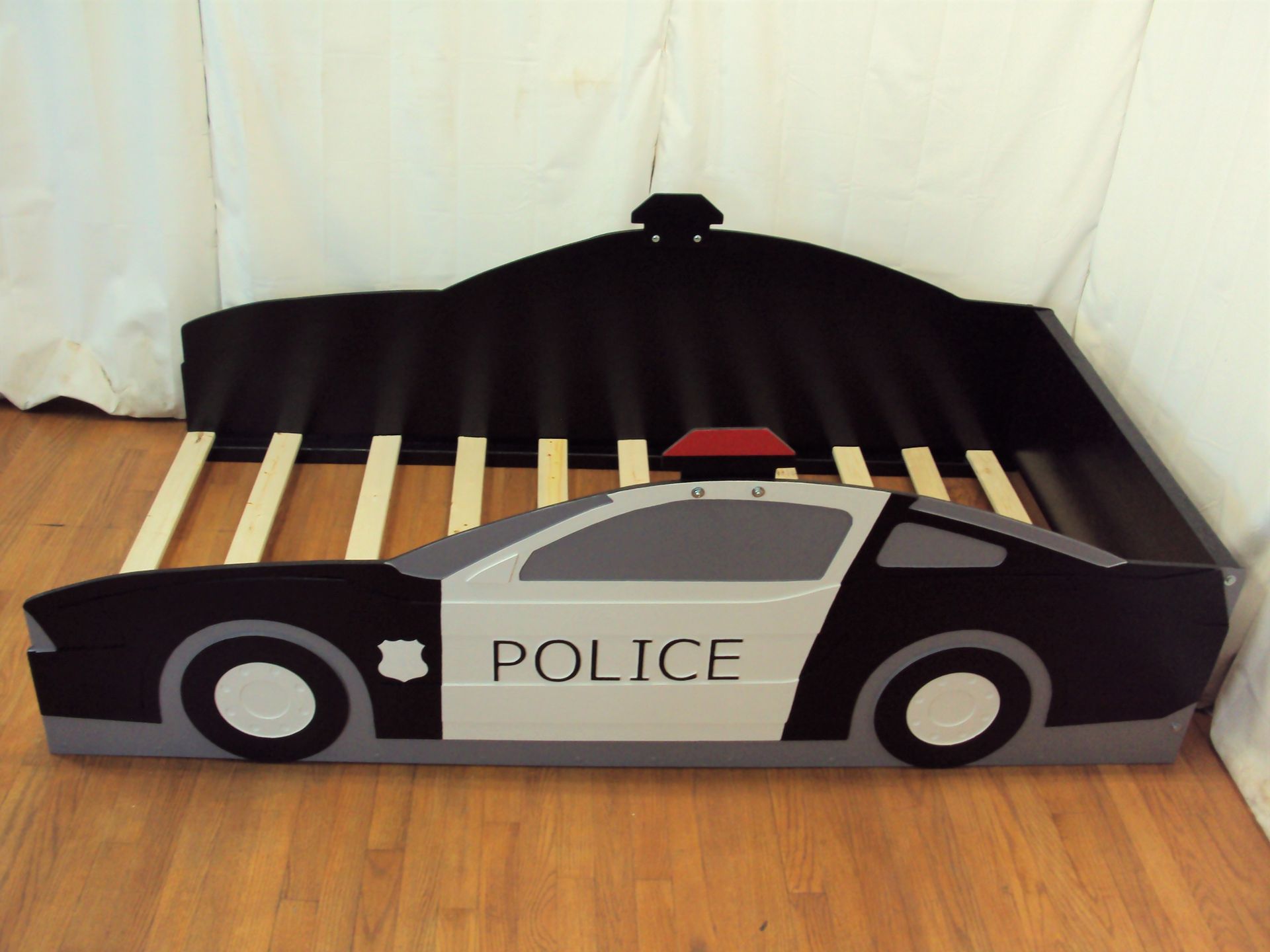 Police Car Twin Kids Bed Frame - Handcrafted - Police Themed Children's Bedroom Furniture 5 