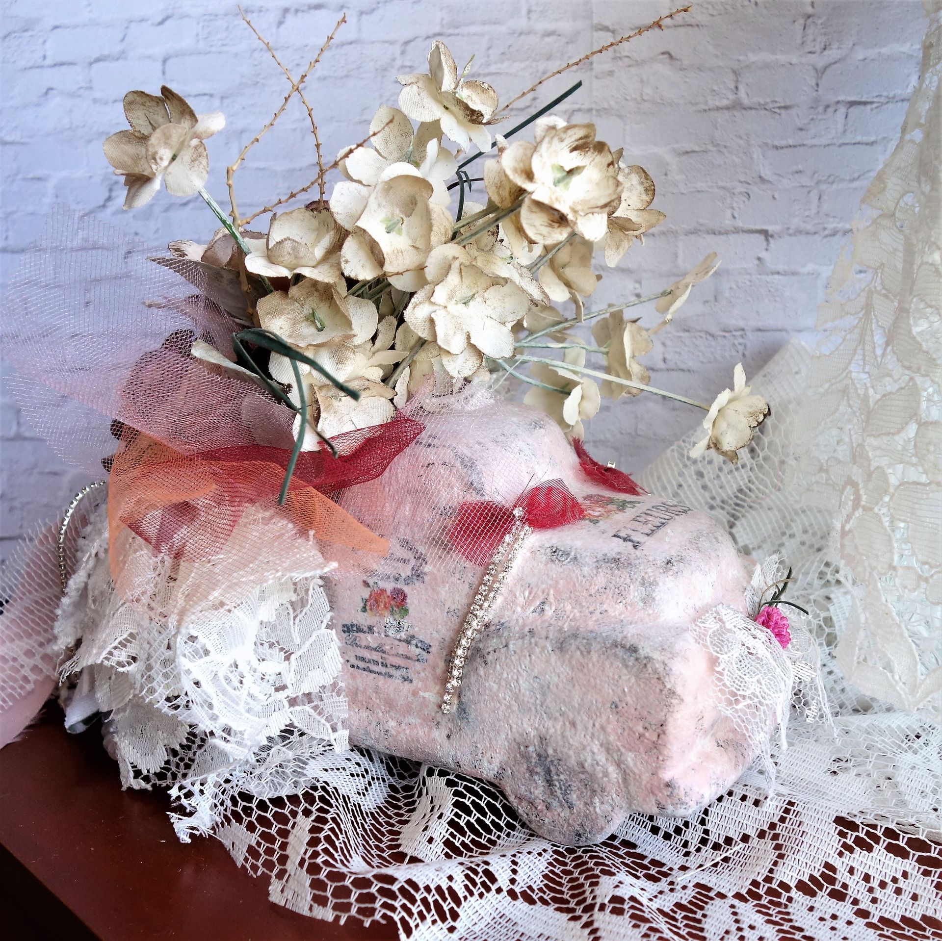 Shabby Chic Flower Truck Floral Arrangement Romantic Vintage Rose Decor 5 