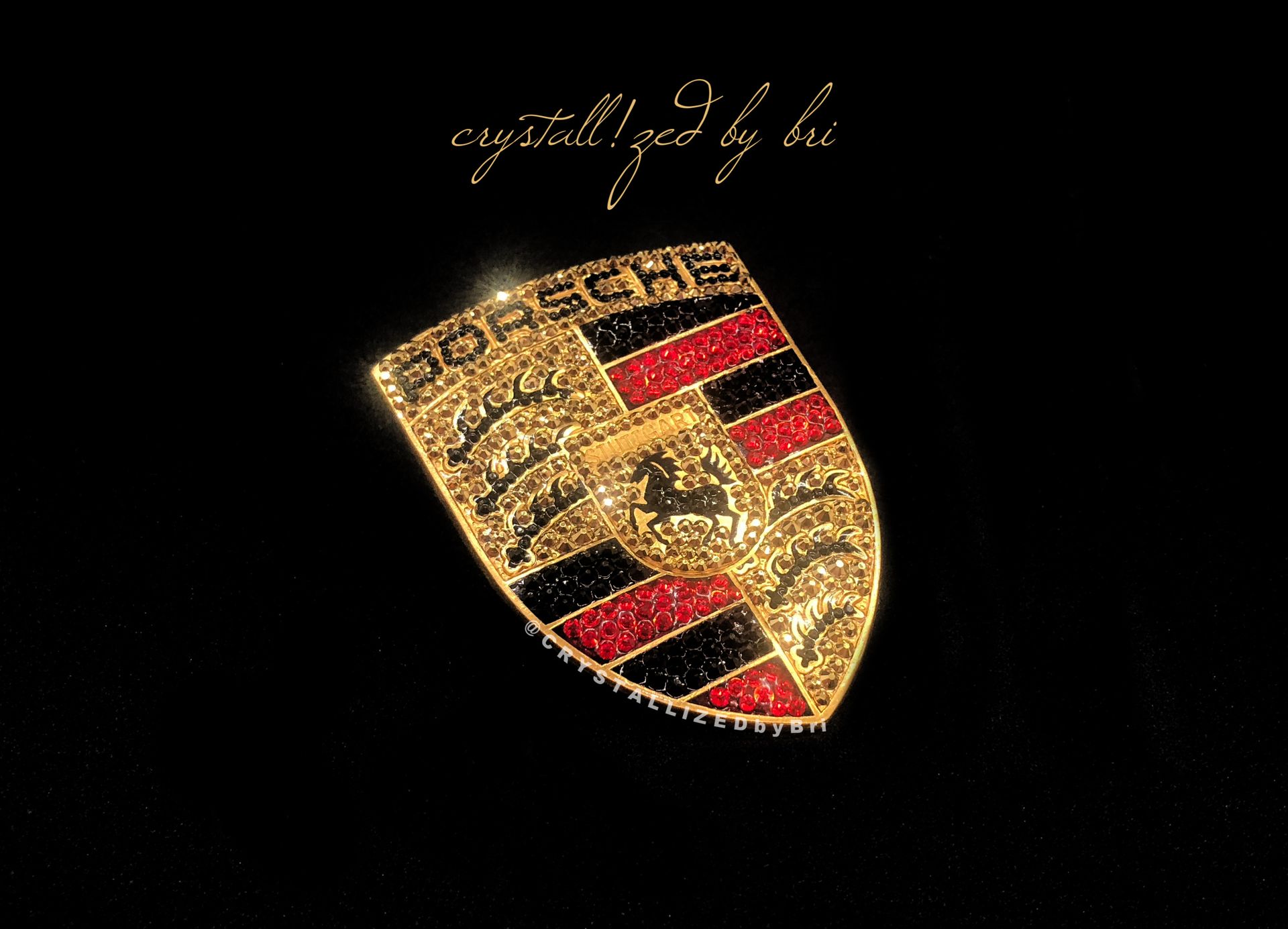 Porsche Crystallized Car Emblem Bling Genuine European Crystals Bedazzled 1