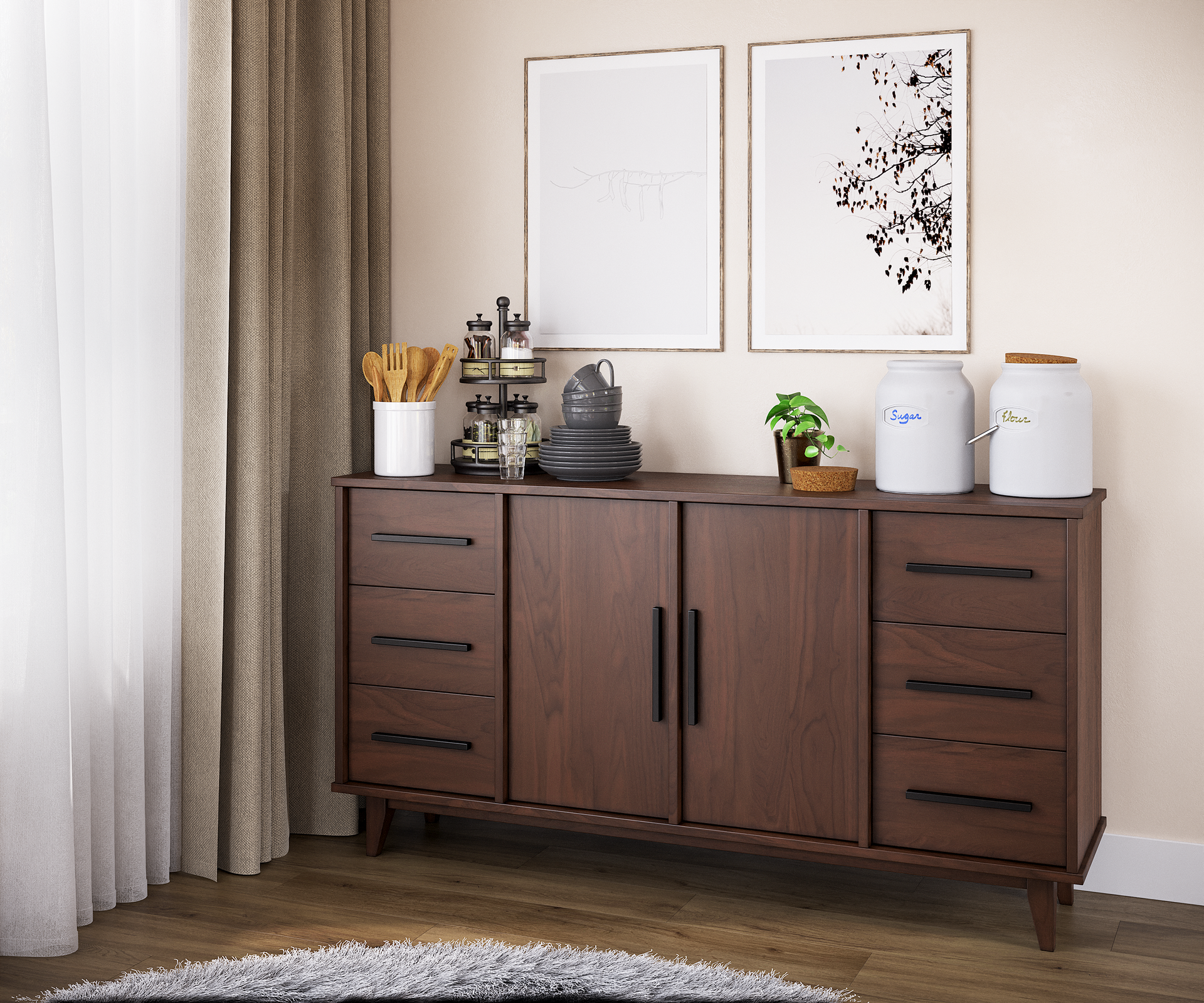 Wooden Dining Room Buffet Table