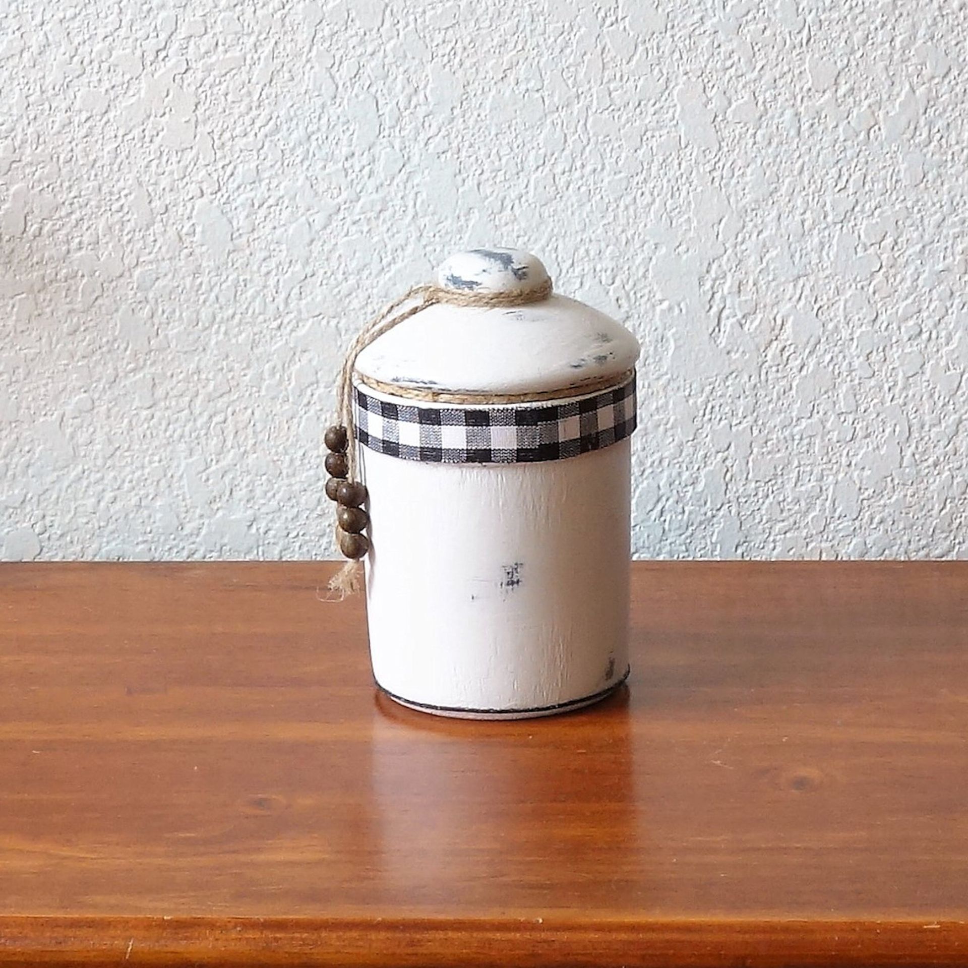 Ceramic Pottery Crock Canister Small Maple Leaf Buffalo Plaid 5 