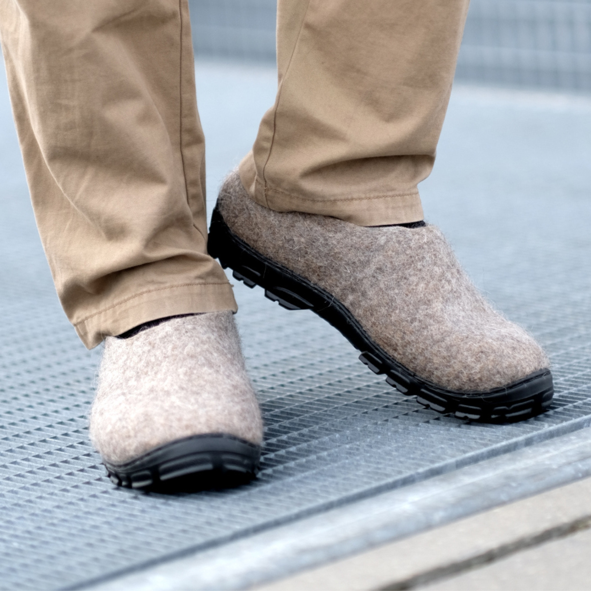 Mens Felted Wool Loafers Organic Beige