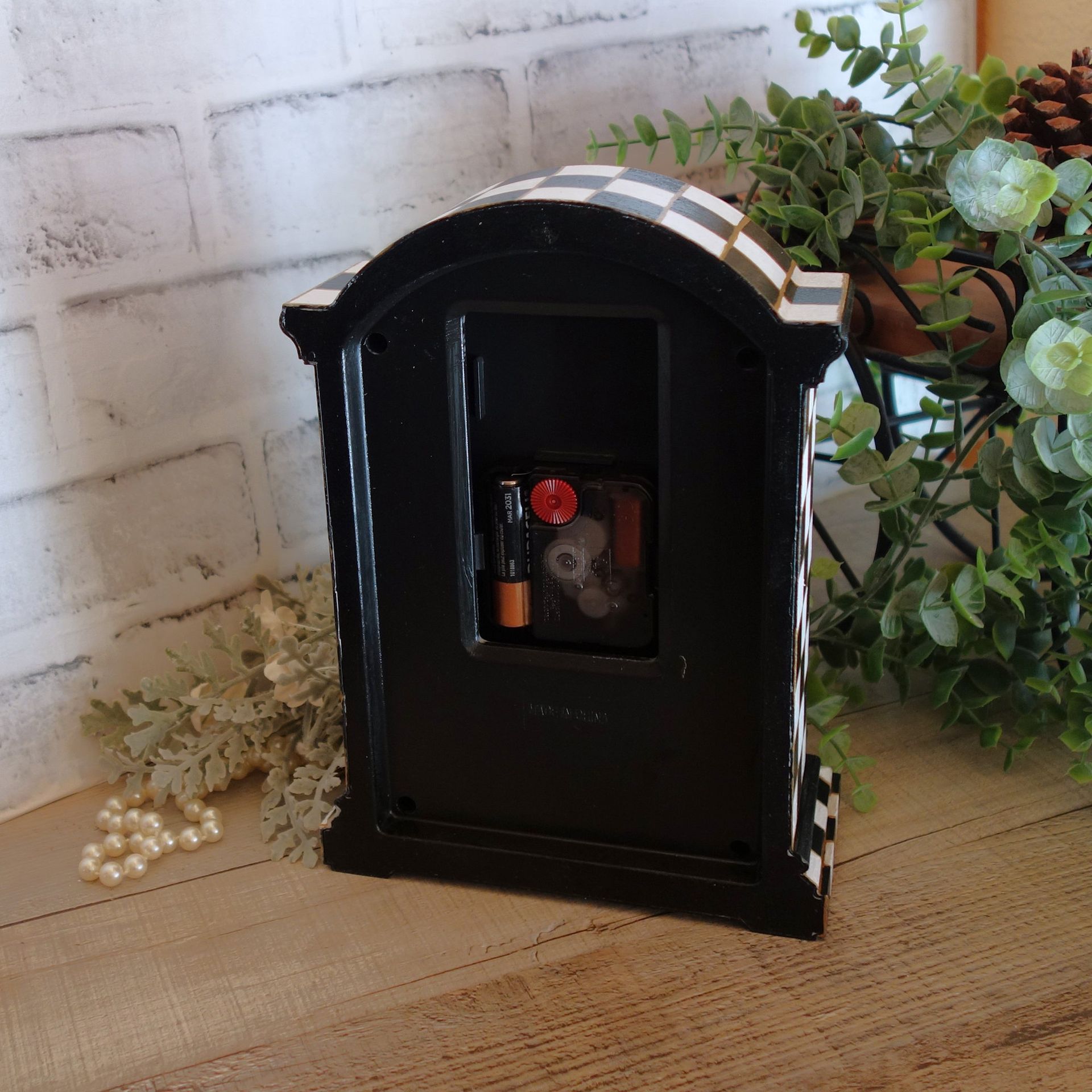 Courtly Mantle Clock Black And White Checked Clock Decor 3 