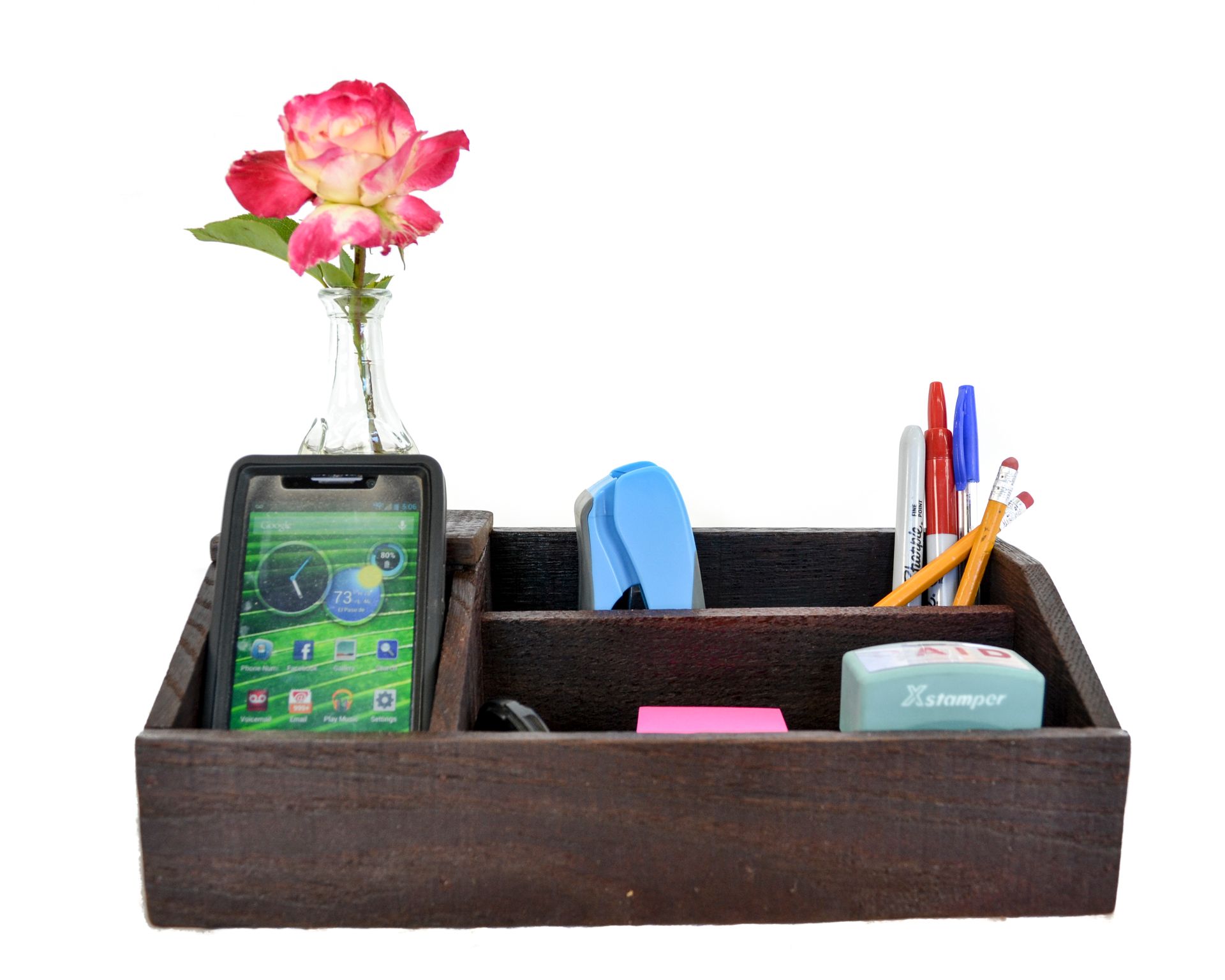 Wine Barrel Charging Station Organizer - Laurel - Made From Ca Wine Barrels