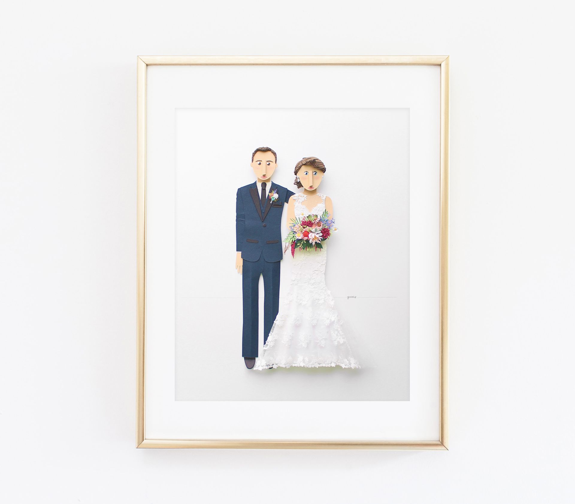 Wedding Portrait Custom Made From Paper Cutouts 11 X 14