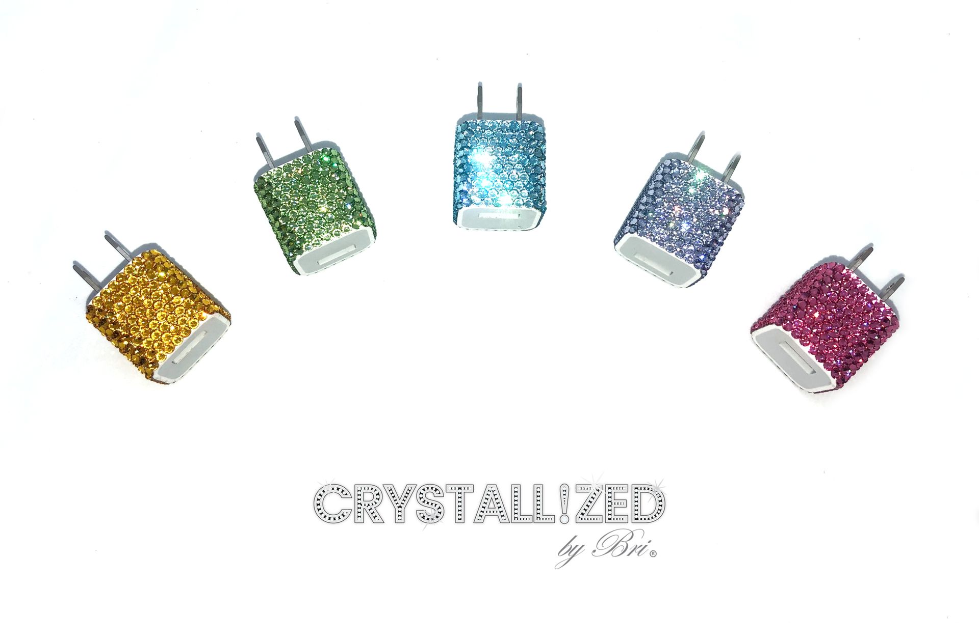 Crystallized Apple Wall Charger Outlet To Usb Genuine European Crystals - Any Color! 2