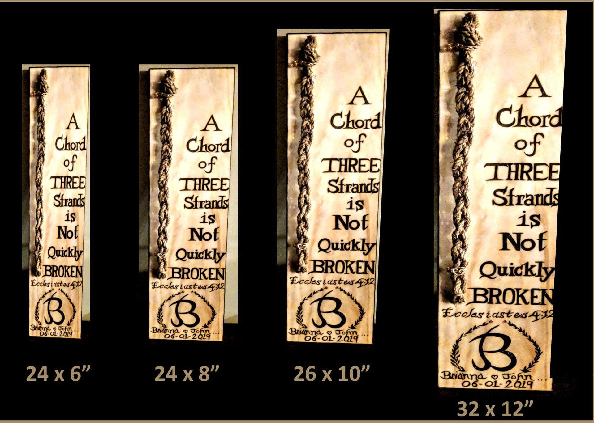 Unity Ceremony,Wedding Ceremony, Cord Three Strands, Gods Knot, Wood Burned, Personalized