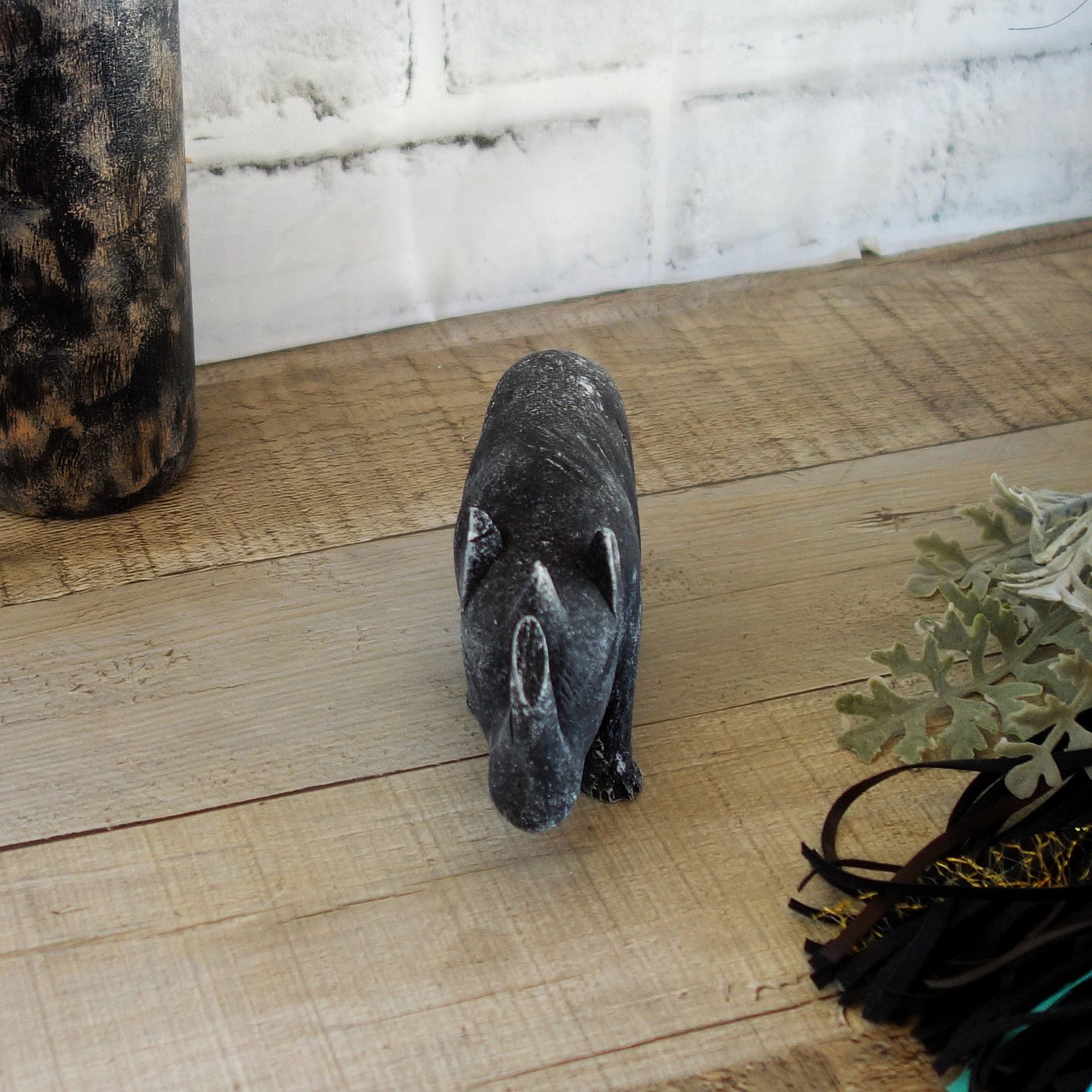 Black Rhino Safari Big Game Decor African Decor Rhinoceros Hand Carved Baby Rino 4 