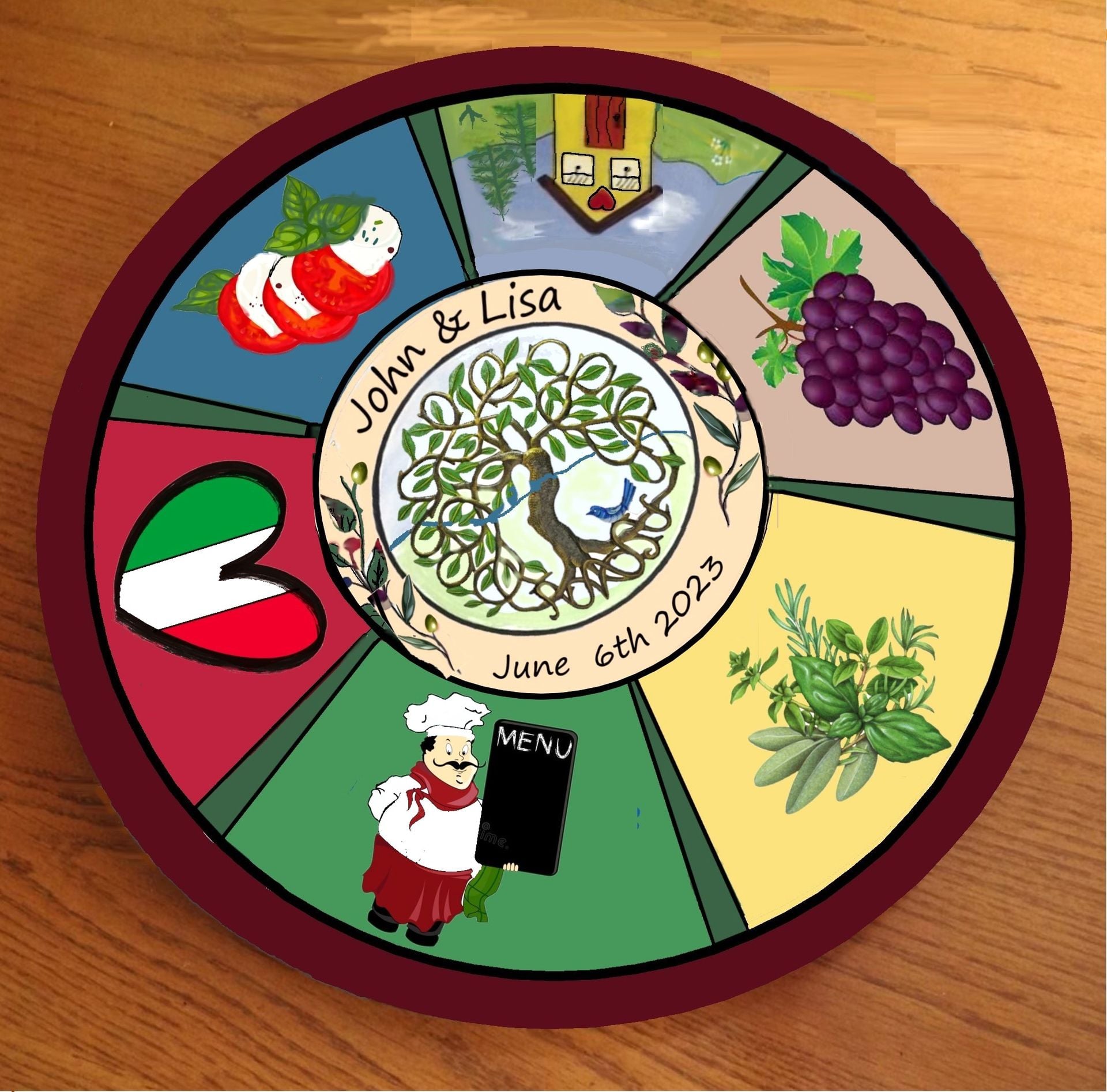 Lazy Susan, Personalized, Hand Painted, Judaism, Hebrew, Italian, Text 609 864-8210 For Information 4 