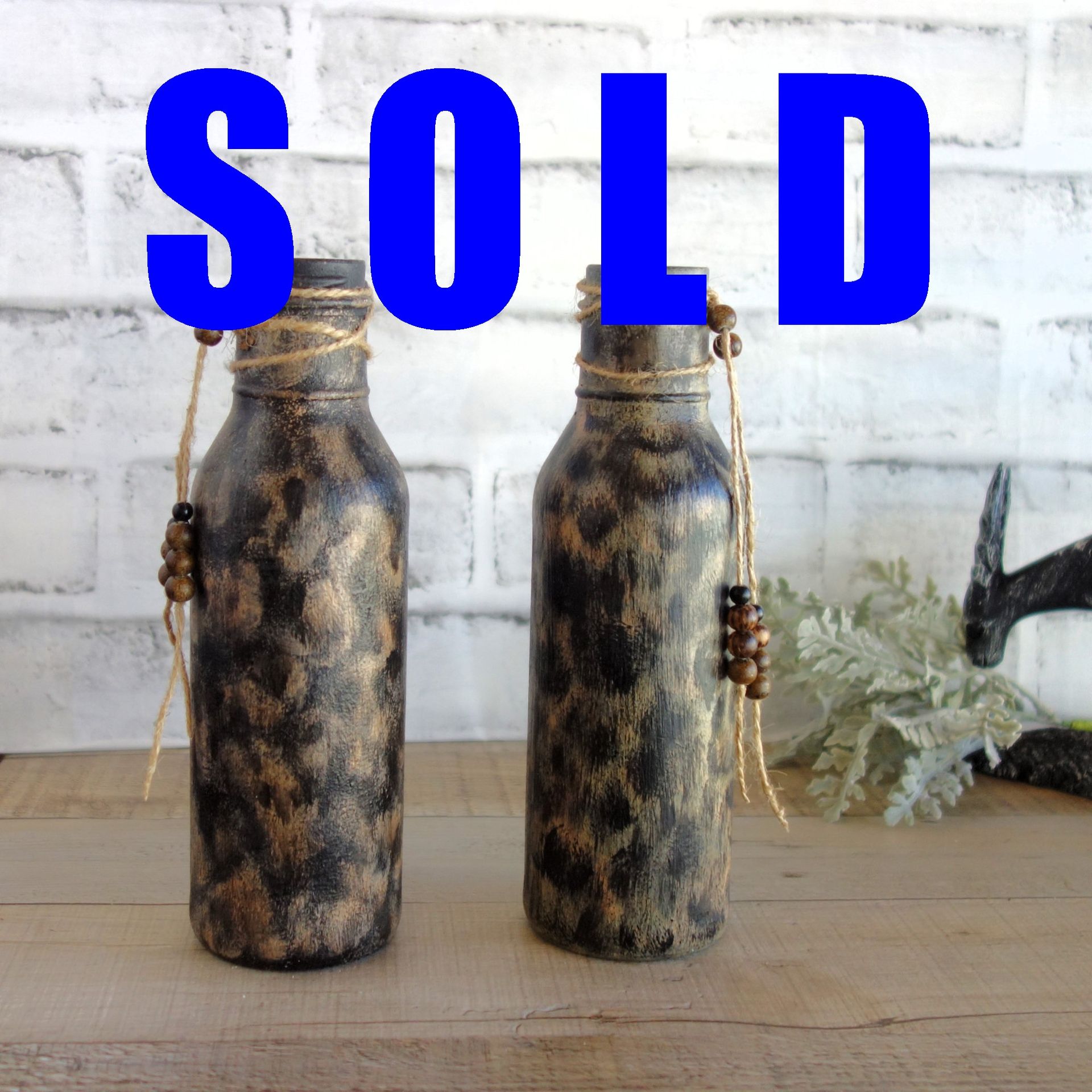 Leopard Print Decor Vase Set African Decor Safari Decor Cheetah Jaguar Print 1 