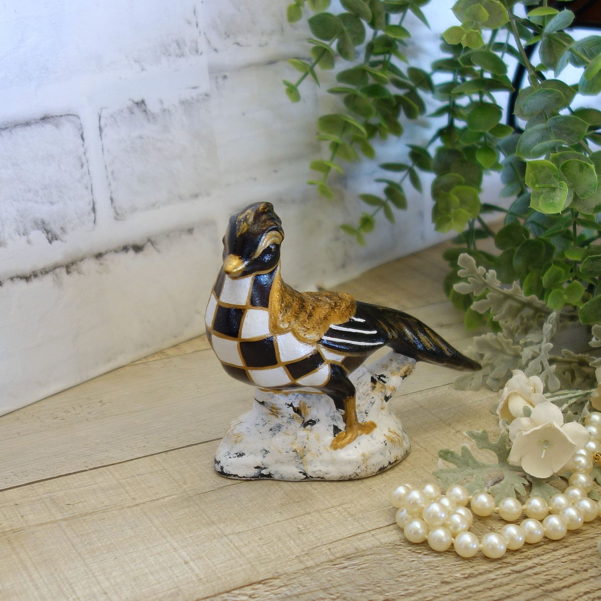 Courtly Bird Of Paradise Checked Songbird Decor Black And White Check Decor 3 