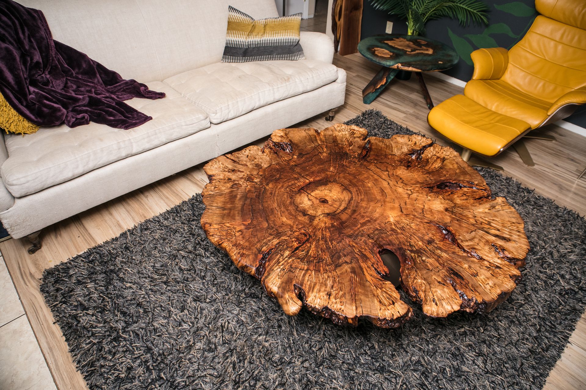 51x44" Peruvian Pepper Burl Rustic Modern Coffee Table 6