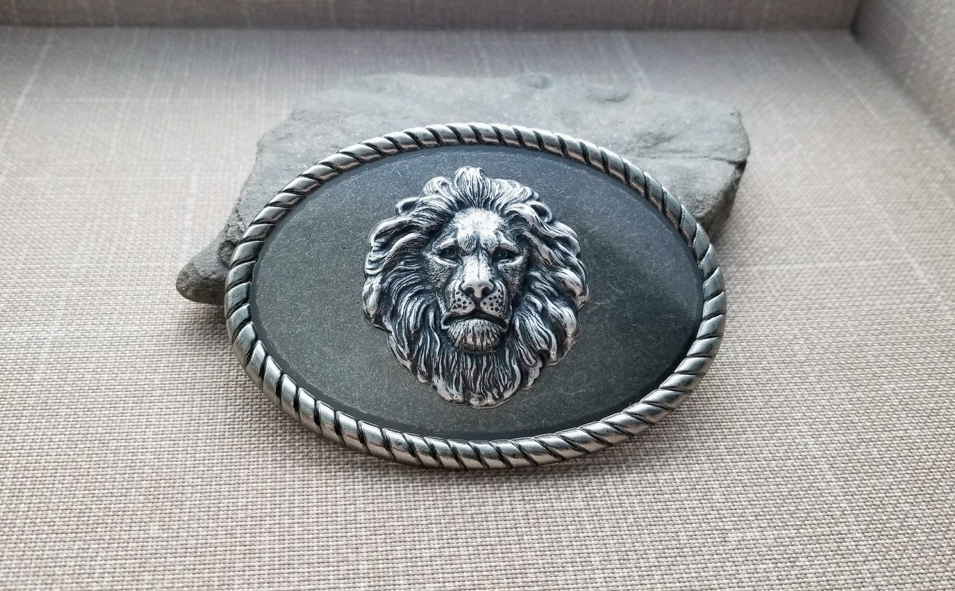 Handmade Oxidized Silver Brass Steampunk Lion Belt Buckle 2