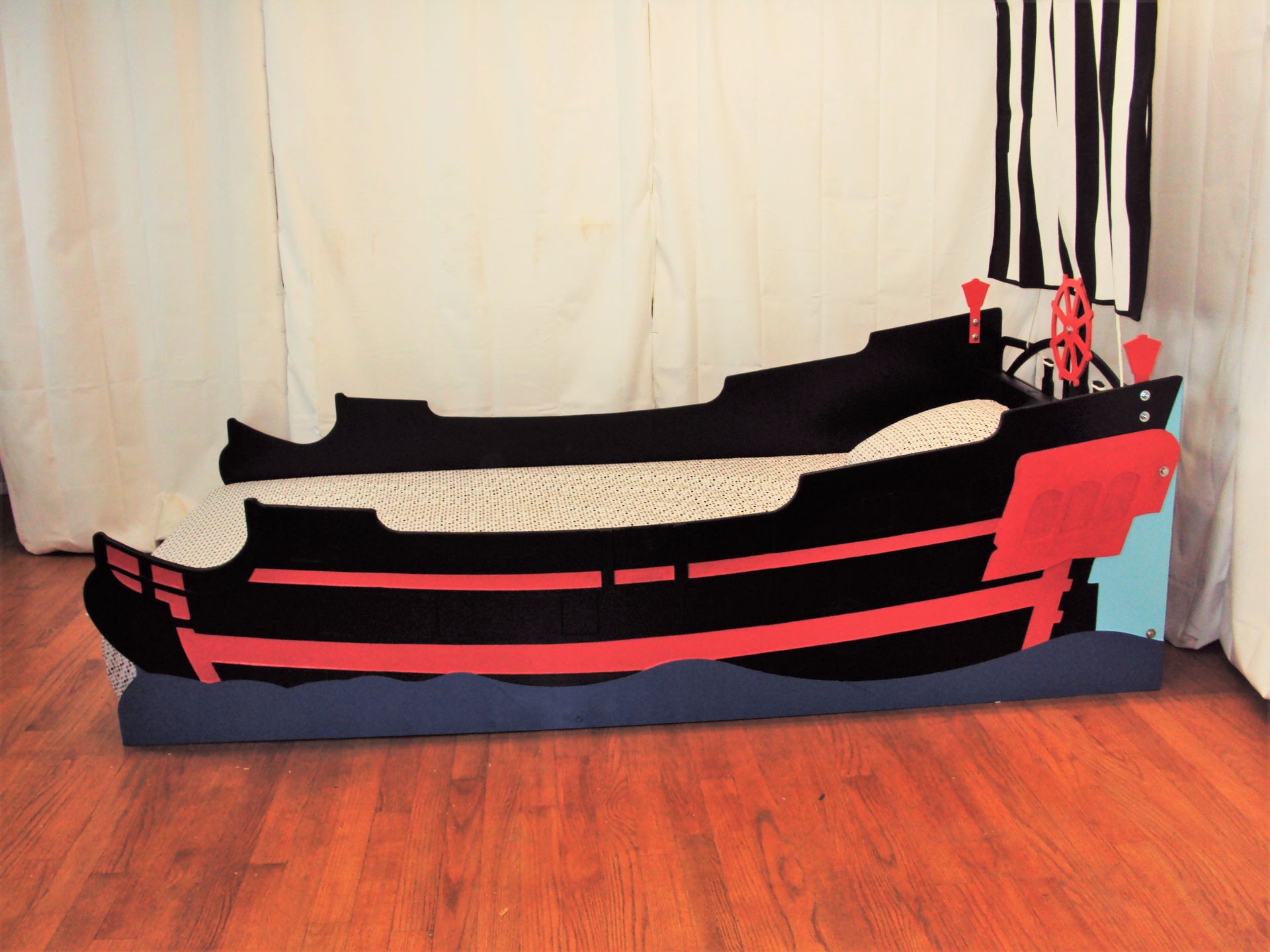 Pirate Ship Twin Kids Bed Frame - Handcrafted - Nautical Themed Children's Bedroom Furniture 5 