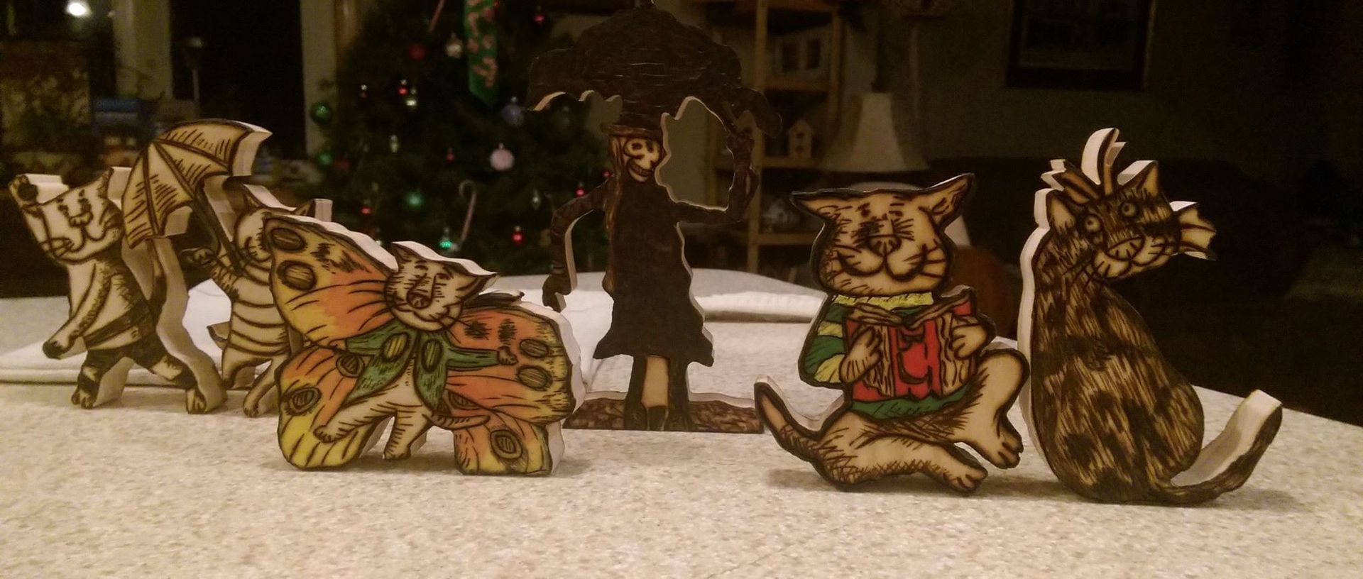 Edward Gorey Wood Figures,Edward Gorey Collectibles, Edward Gorey Art,Sculpture,Edward Gorey 1