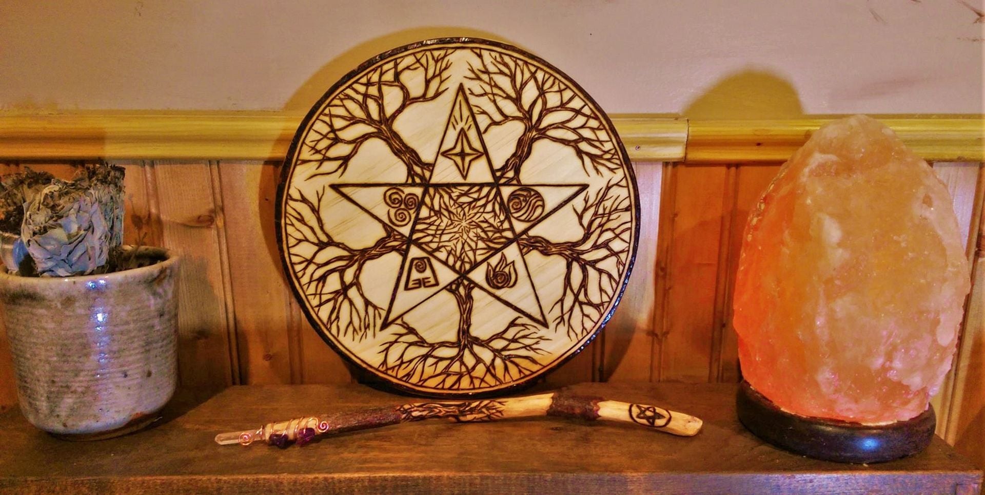 Spiritual,Magick Wand,Crystal Wand,Alter Pentacle,Pentagram Jewelry,Wicca,Wiccan,Mother Earth 1 