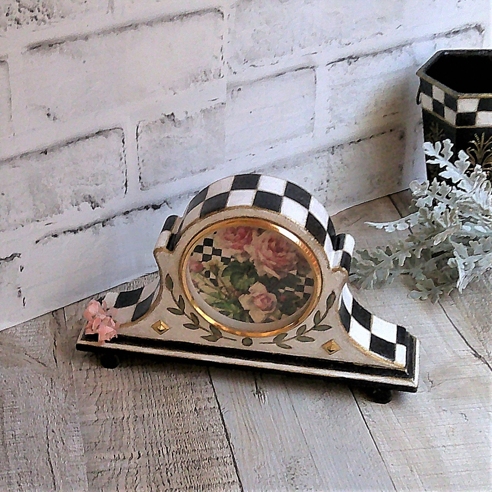 Whimsical Checks Music Box Hand Painted Checkered Decor 3 