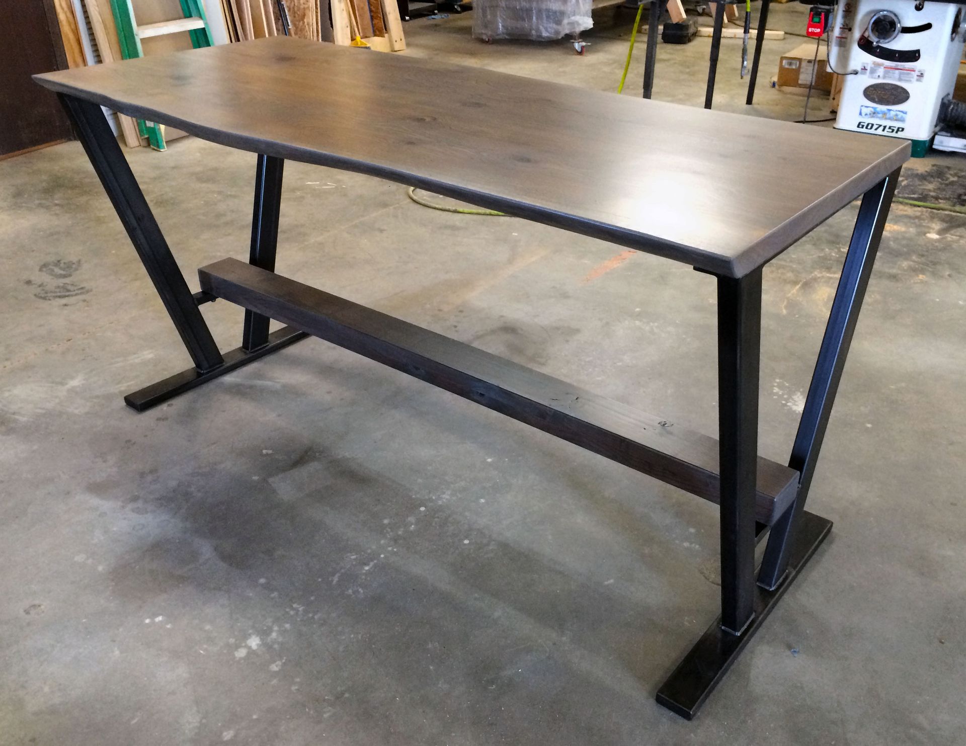 Book-Matched Live Edge White Oak Table W/ Custom Steel Legs