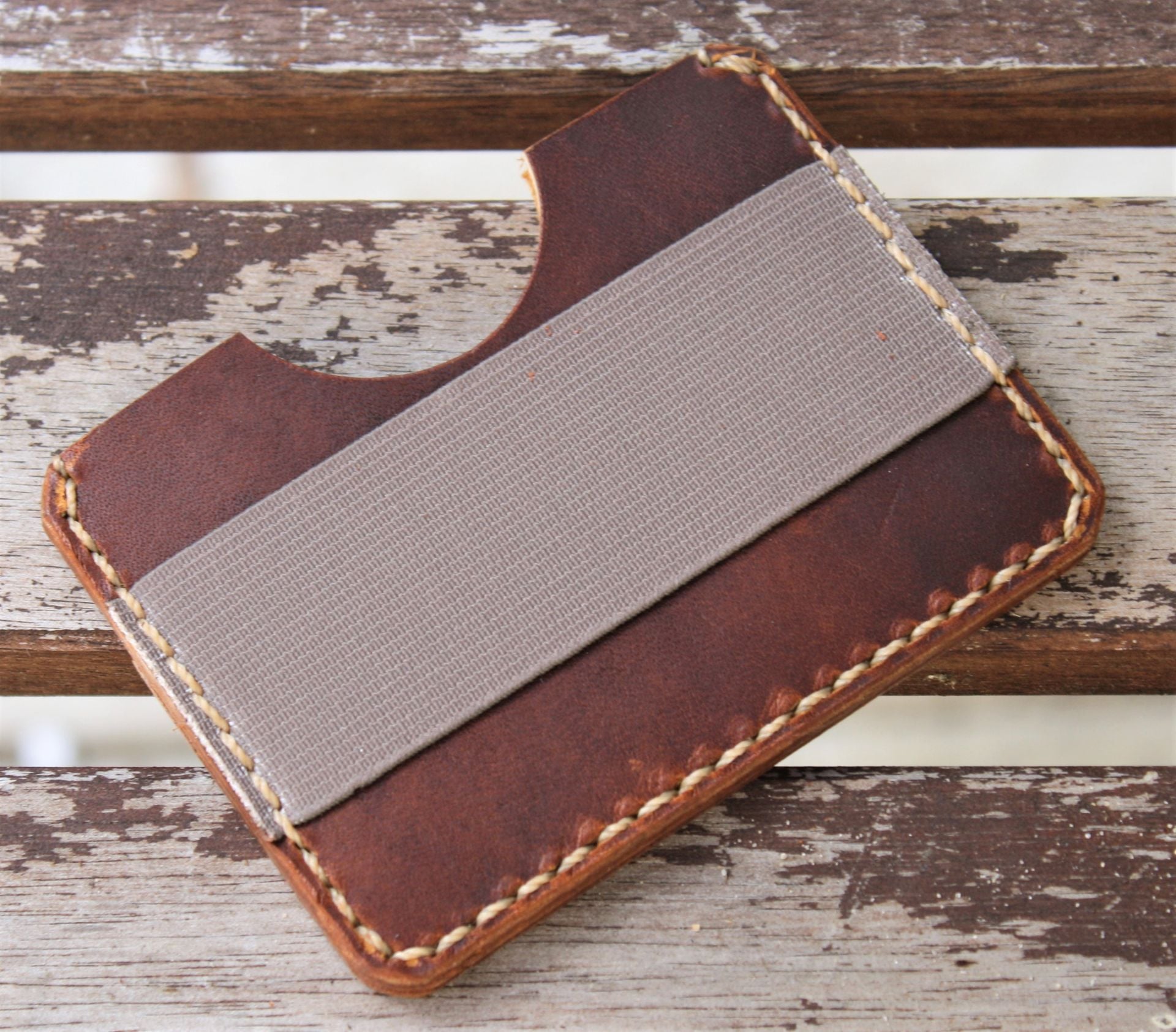 Handmade Leather Parvus Wallet Sunset Oil Tan W/ Money Band 4