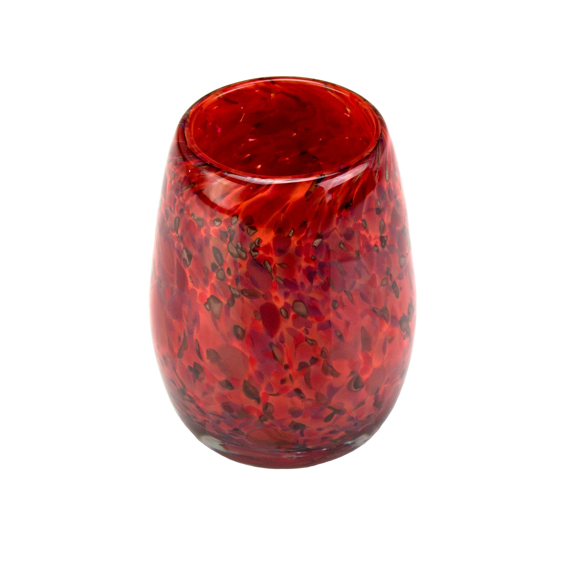 Votive Candle Holder. Hand Blown Art Glass In Red. 2 