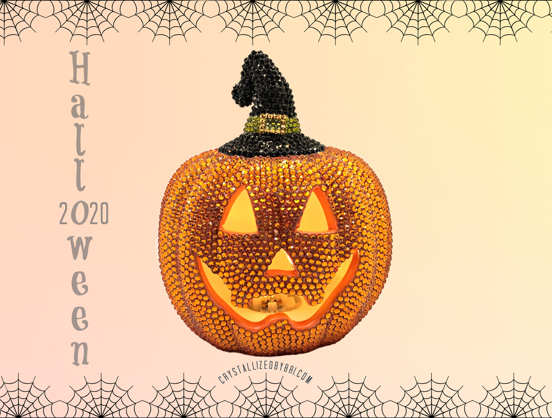Crystallized Halloween Light Up Pumpkin Bling Home Decor Made With Austrian Crystals Bedazzled 3