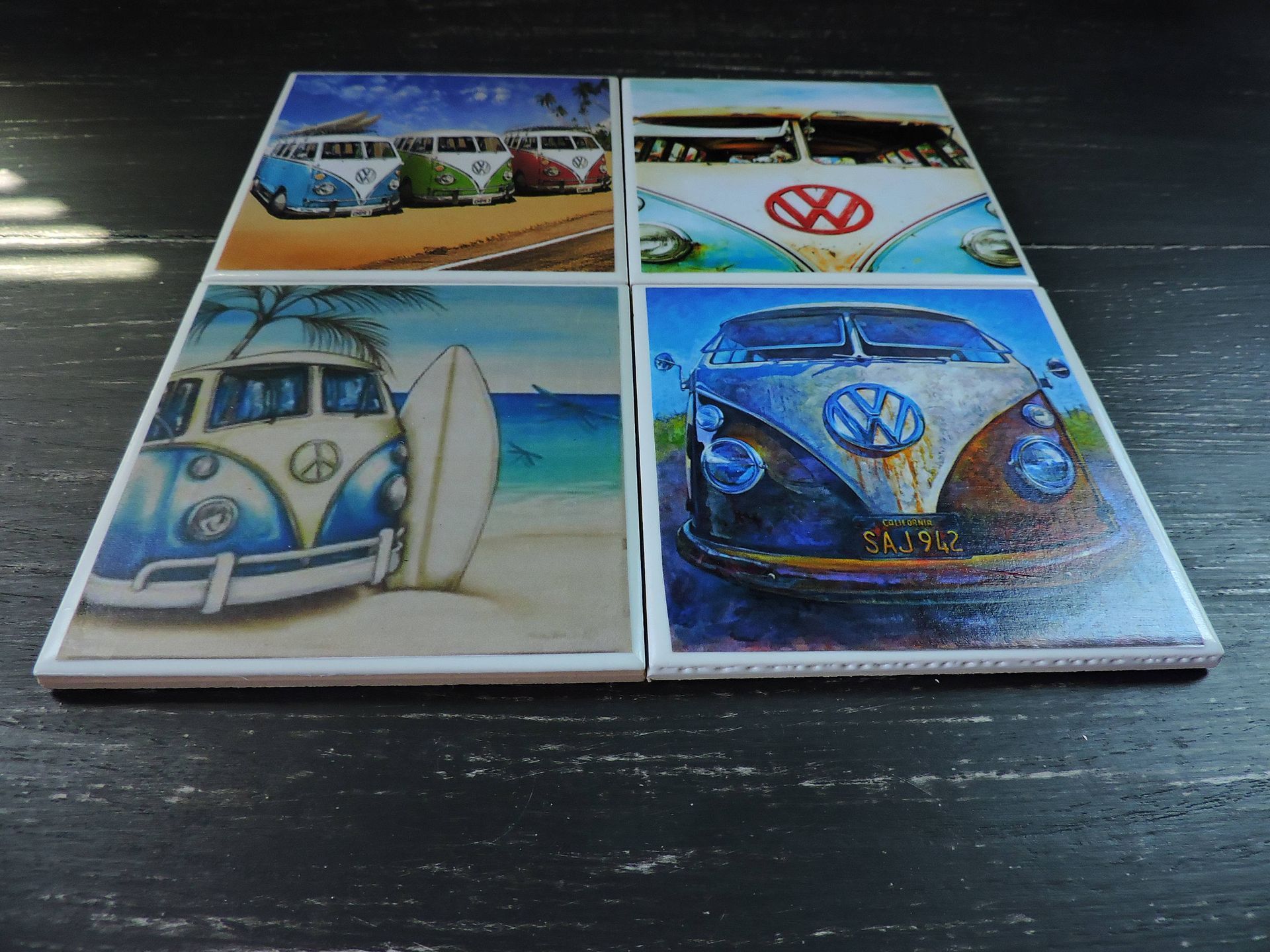 Vw Bus Beach Theme Ceramic Coasters 2 