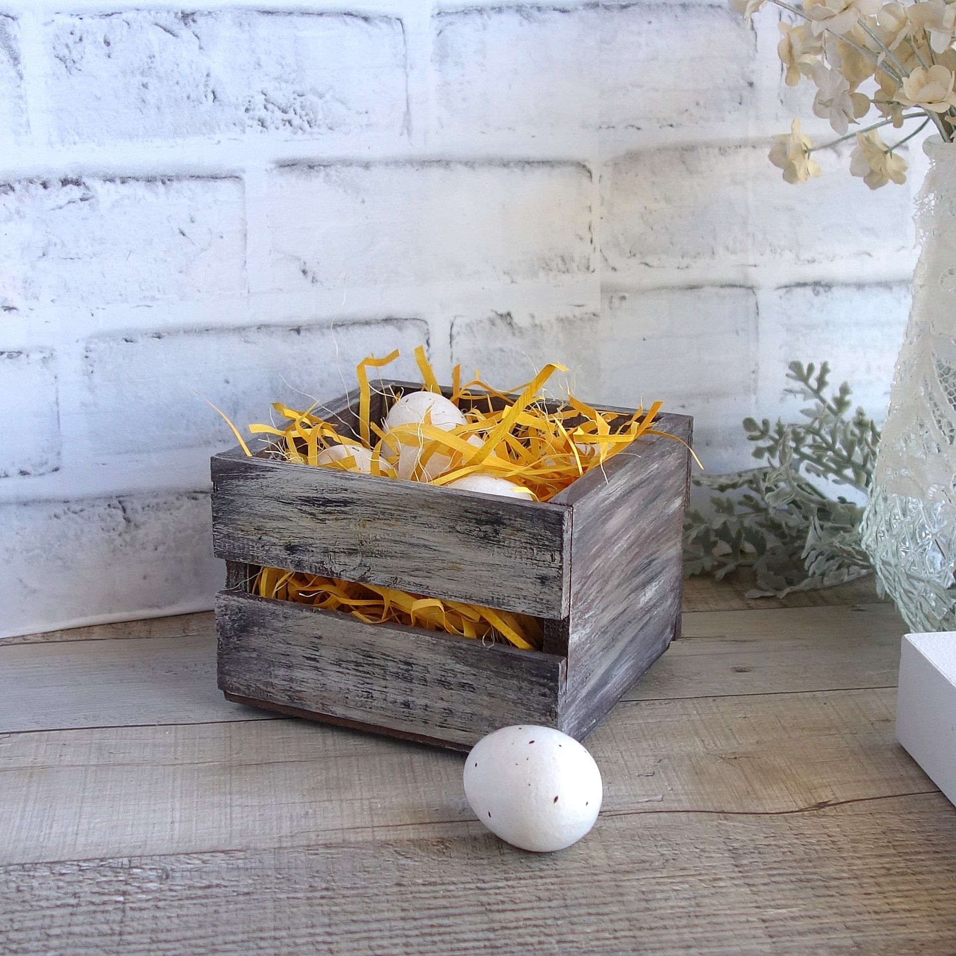Brown Eggs And Egg Crate Farmer's Market Produce Basket Rustic Farmhouse Decor 1 
