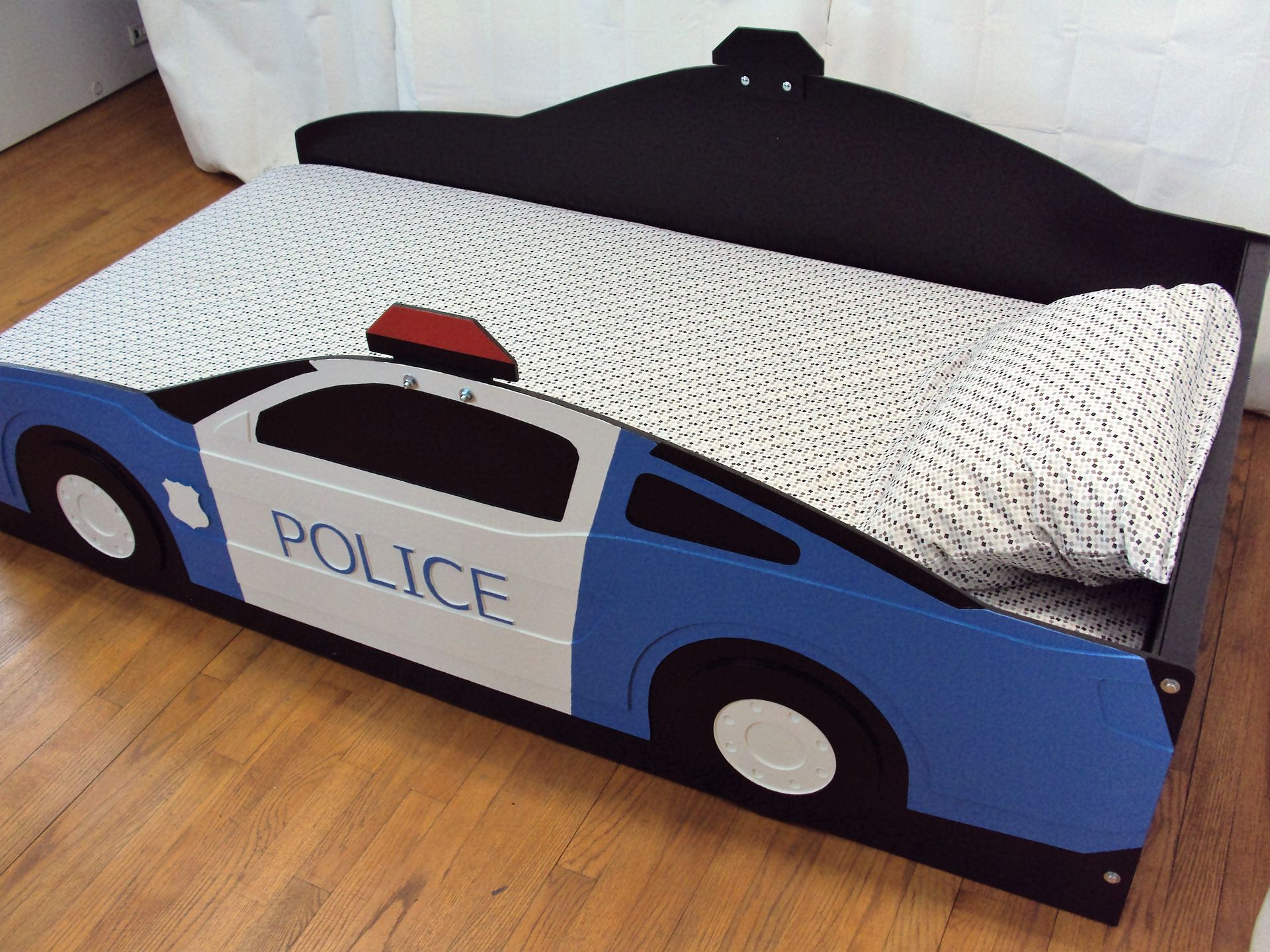 Police Car Twin Kids Bed Frame - Handcrafted - Police Themed Children's Bedroom Furniture 4 