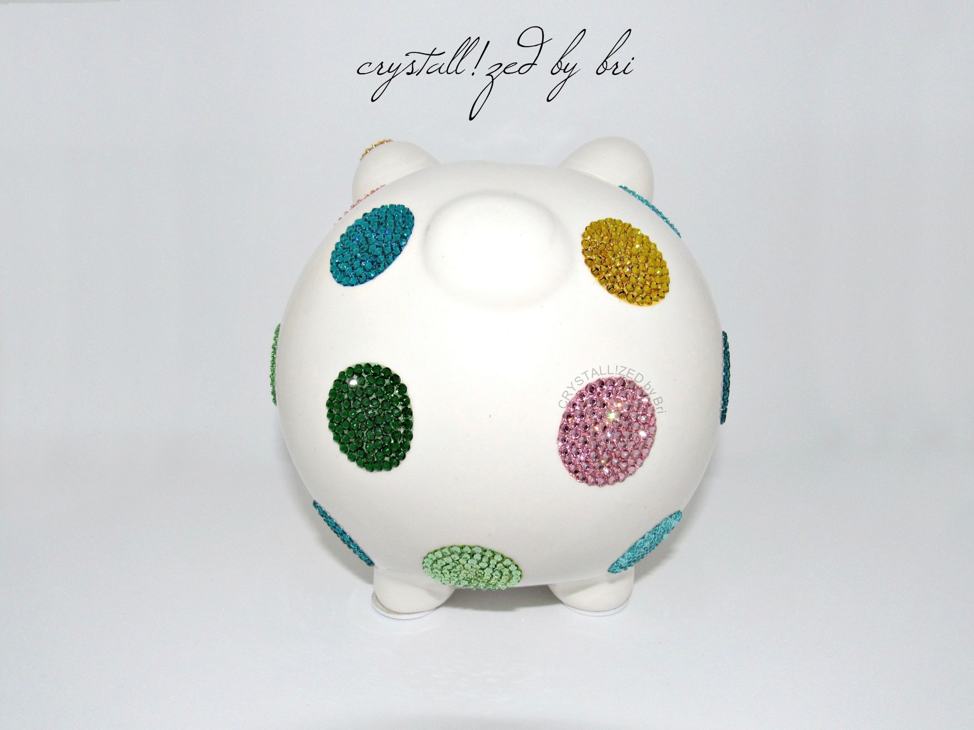 Crystallized Polka Dot Piggy Bank Baby Kids Decor Nursery Bling European Crystals Bedazzled 4 