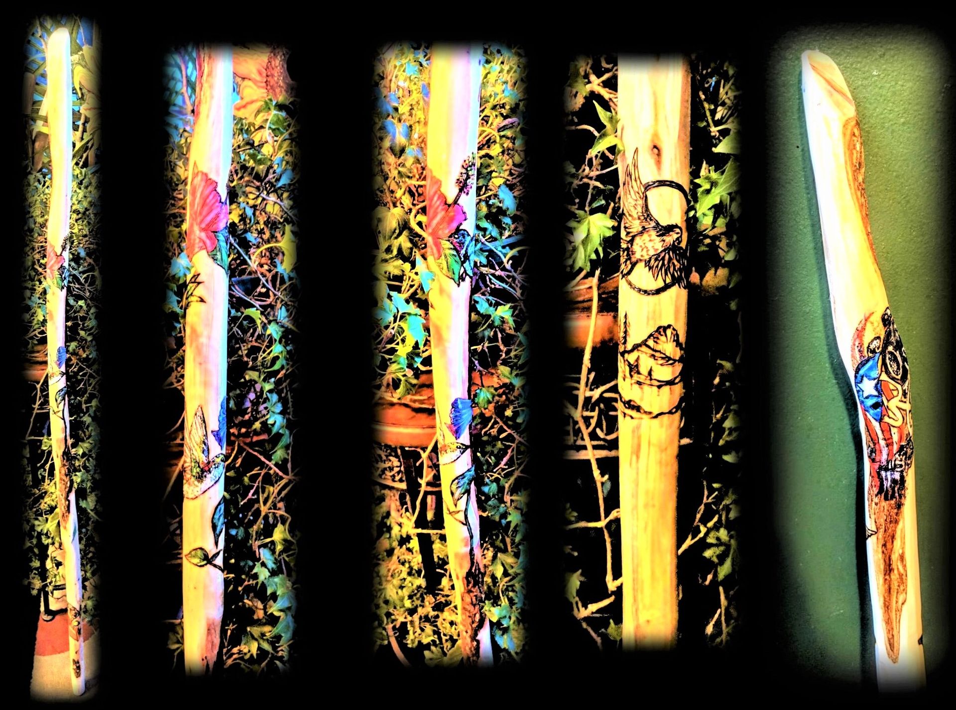 Hiking Stick, Custom, Personalized, Wood Burned Images, Words 4