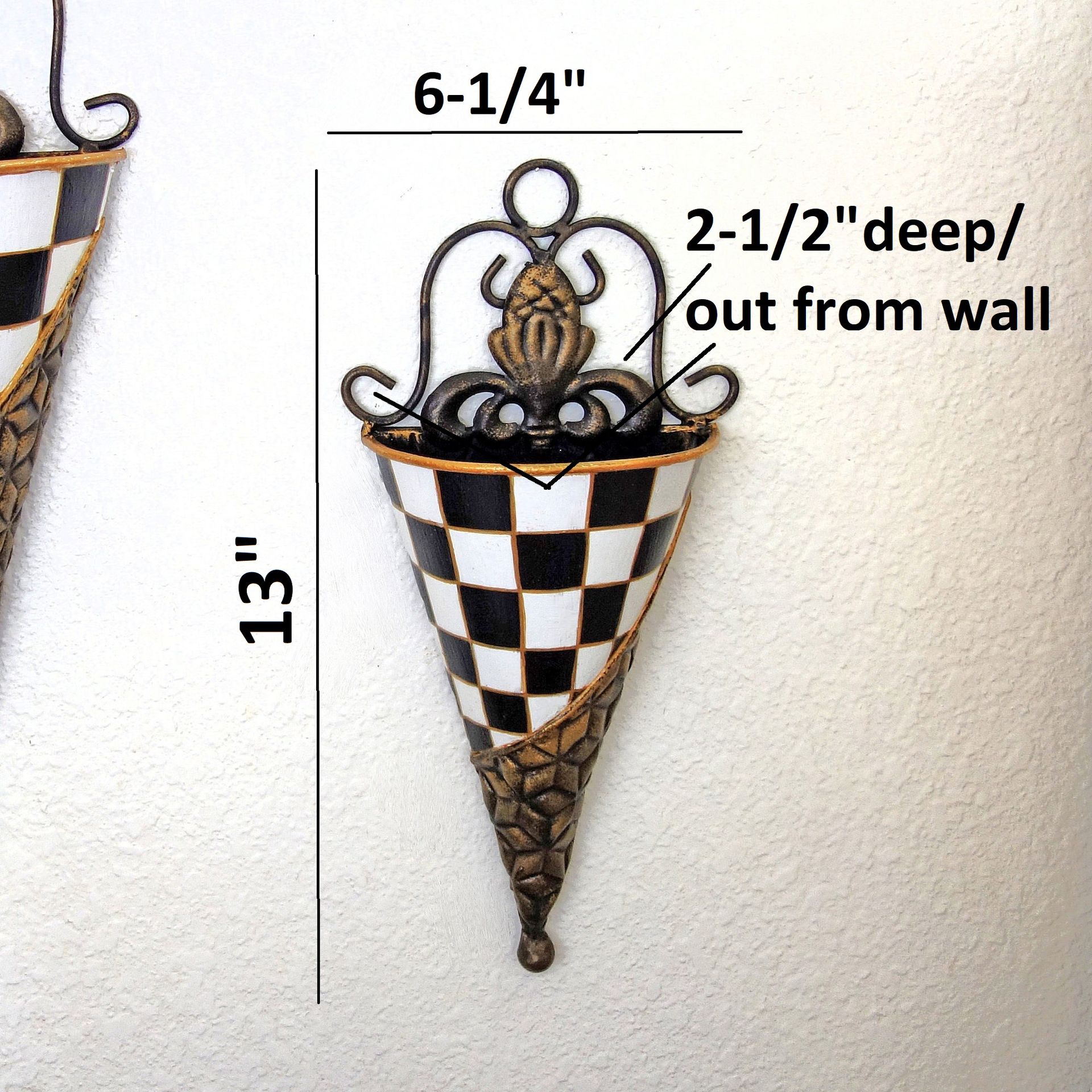 Courtly Towel Caddy Set Checked Planter Set Black And White Check Wall Decor 5 