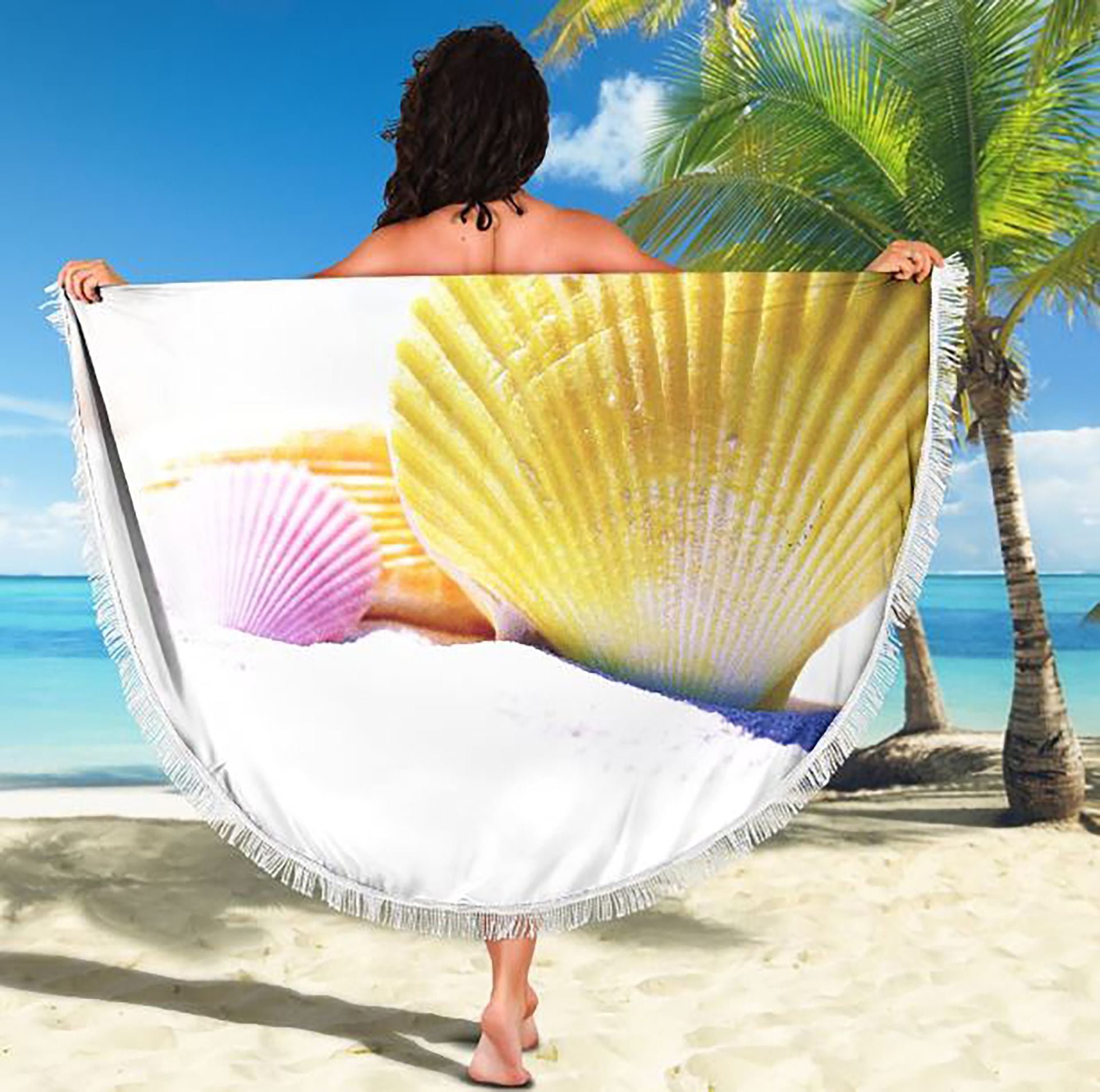 Summer Beach Towel Vacation Pool Beach Blanket Shell Theme Towel 2 
